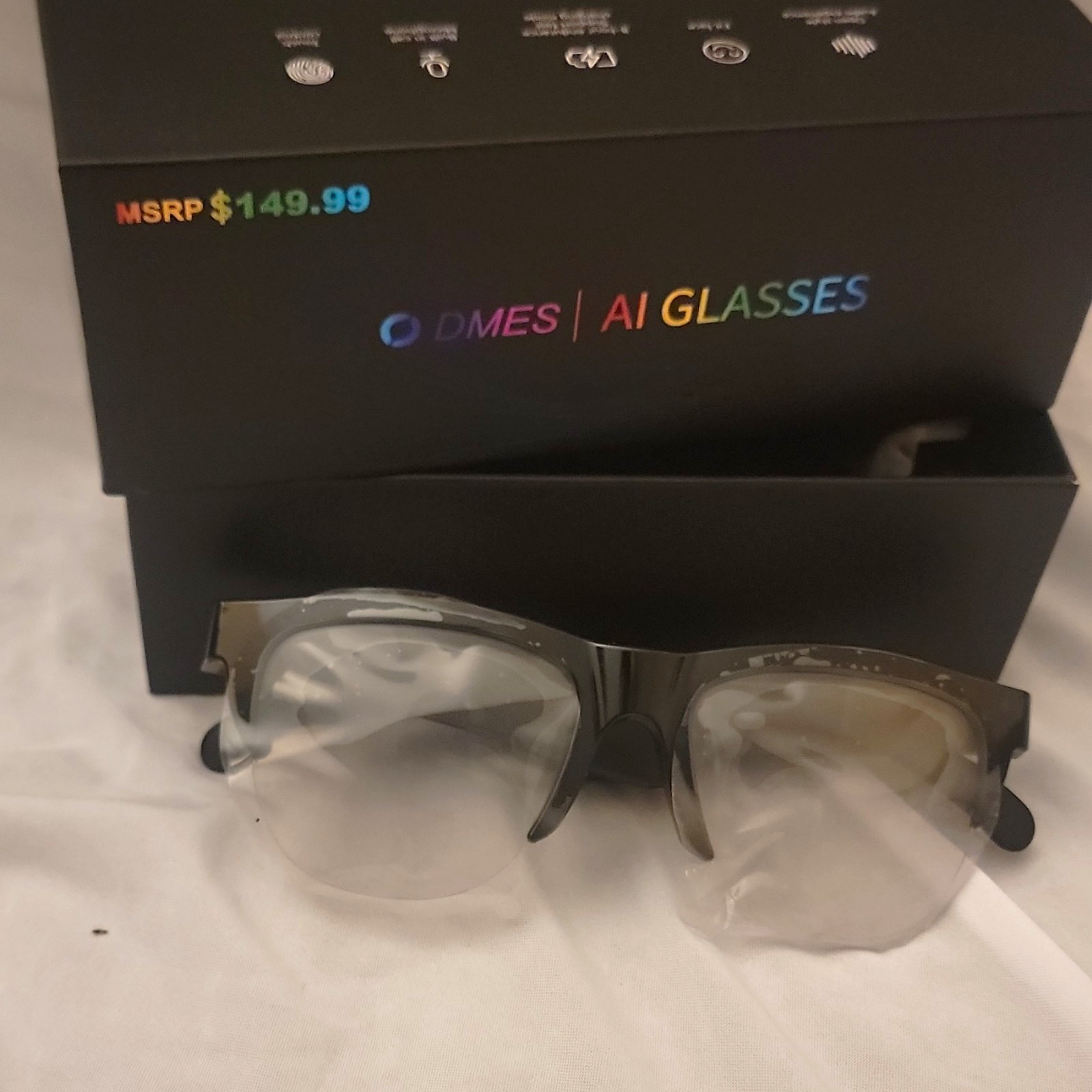 DMES AI Glasses Smart Glasses w/ Built-in Mic HiFi Audio Touch Control Black