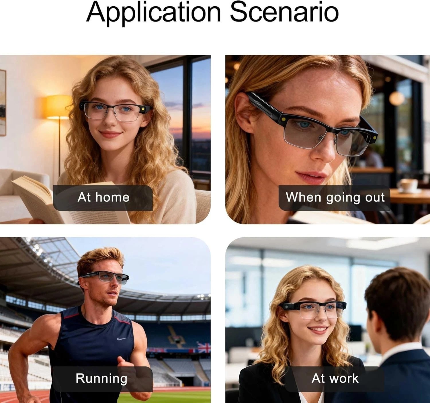Smart Glasses AI Camera 32GB Bluetooth 5.4 Auto Color-Changing Lenses