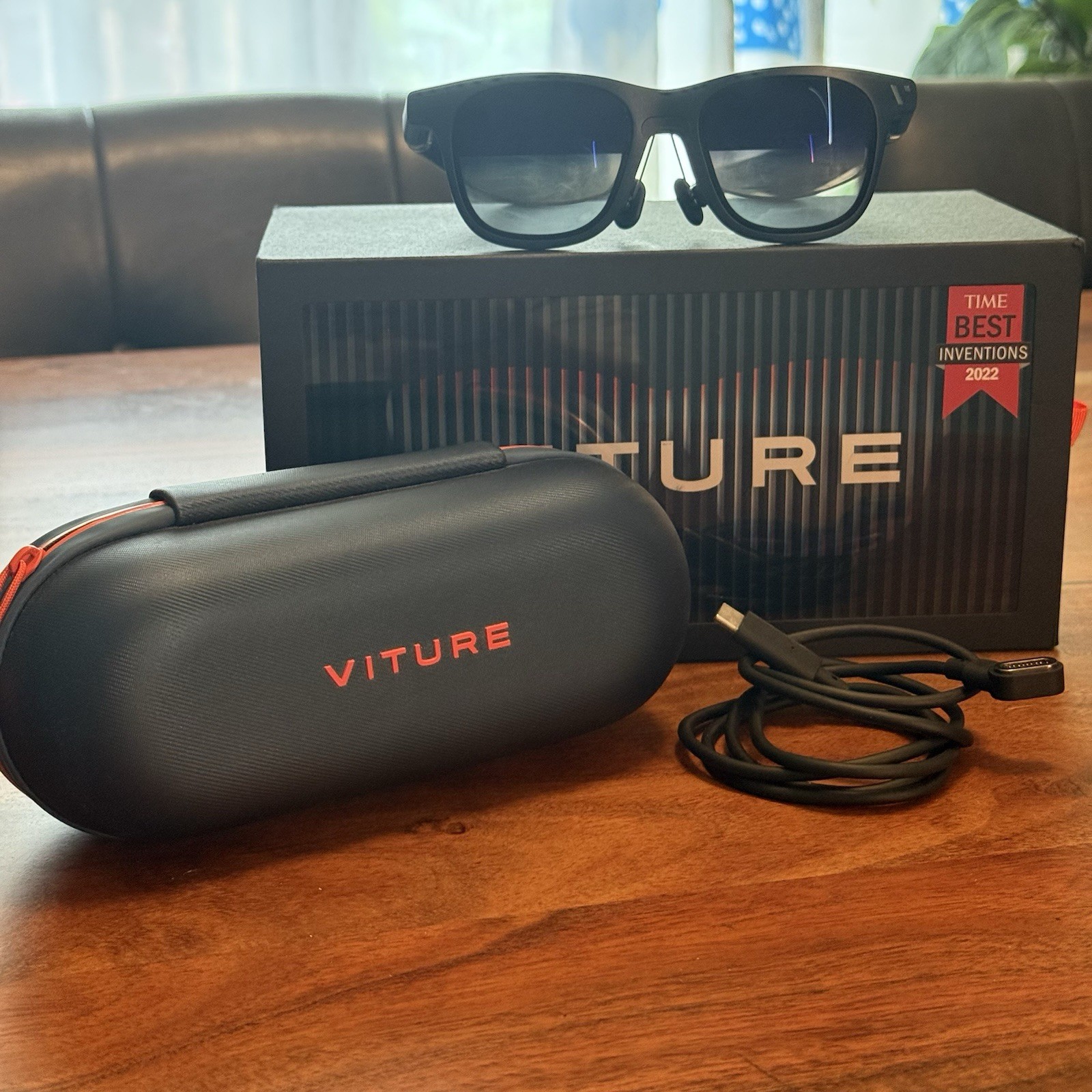 VITURE One XR Smart Glasses Blue w/ Case, Box & USB-C Cable