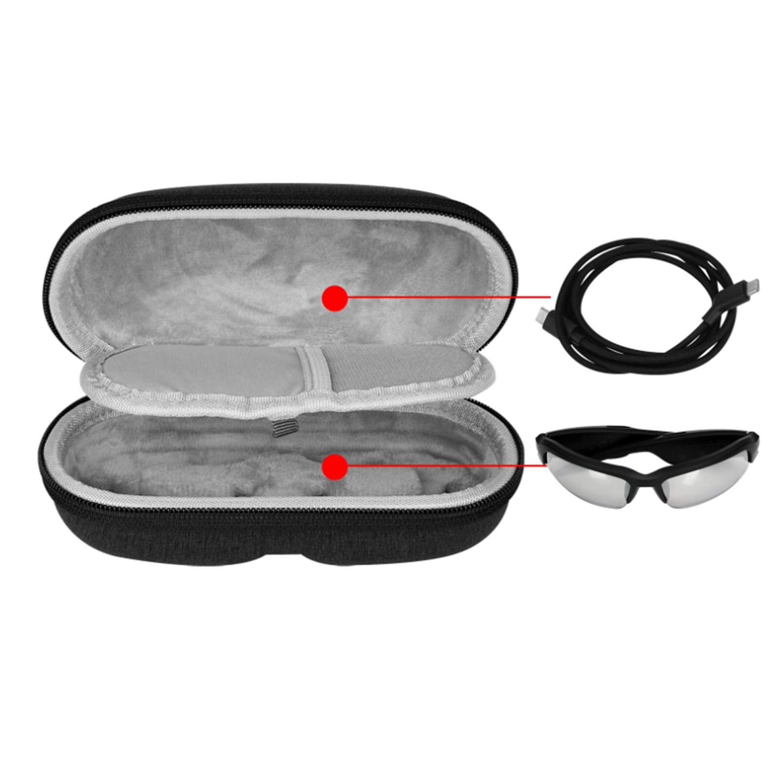 EVA Zipper Eyewear Case AR/VR Dual-Pull Tab Sunglasses for XREALOne/Rayneo Air2