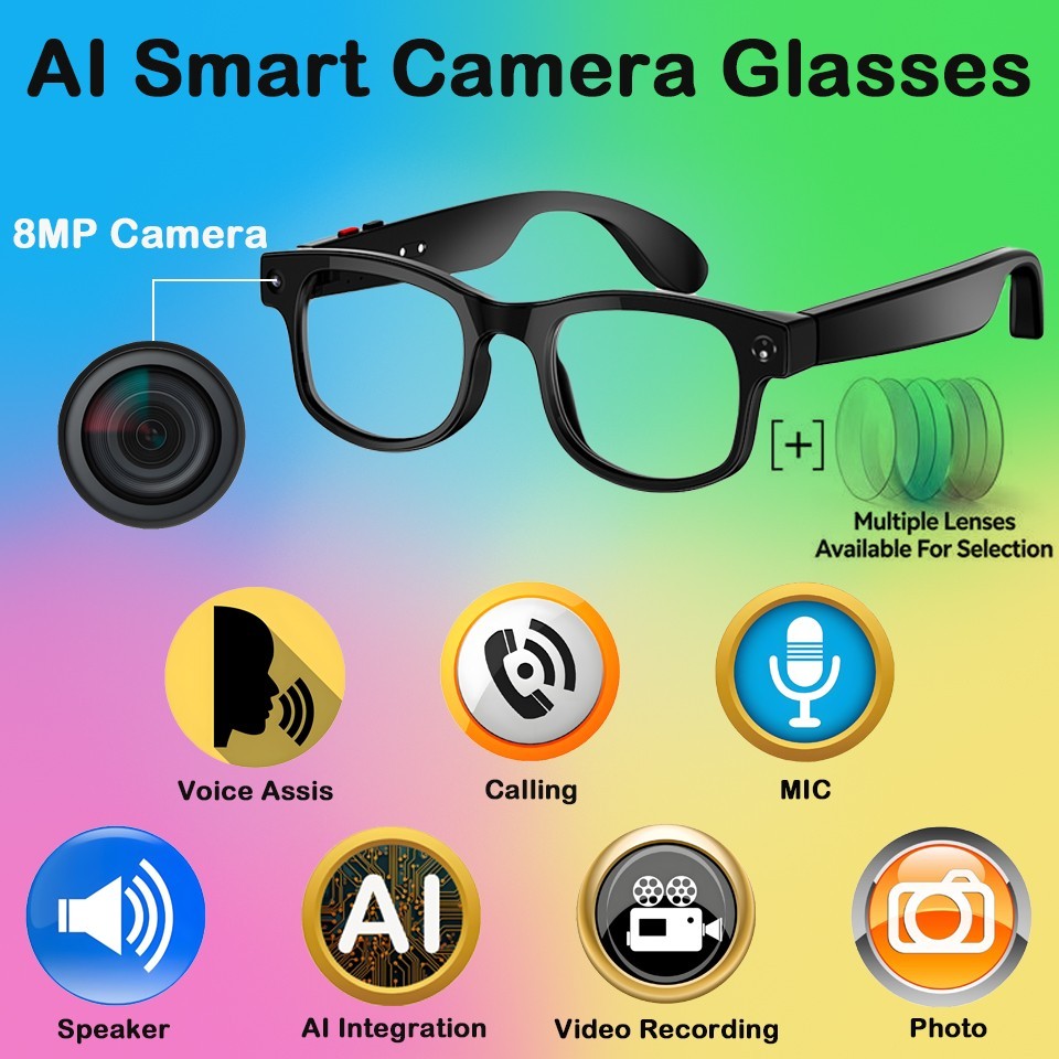HD Video AI smart glasses with camera and bluetooth and video controller