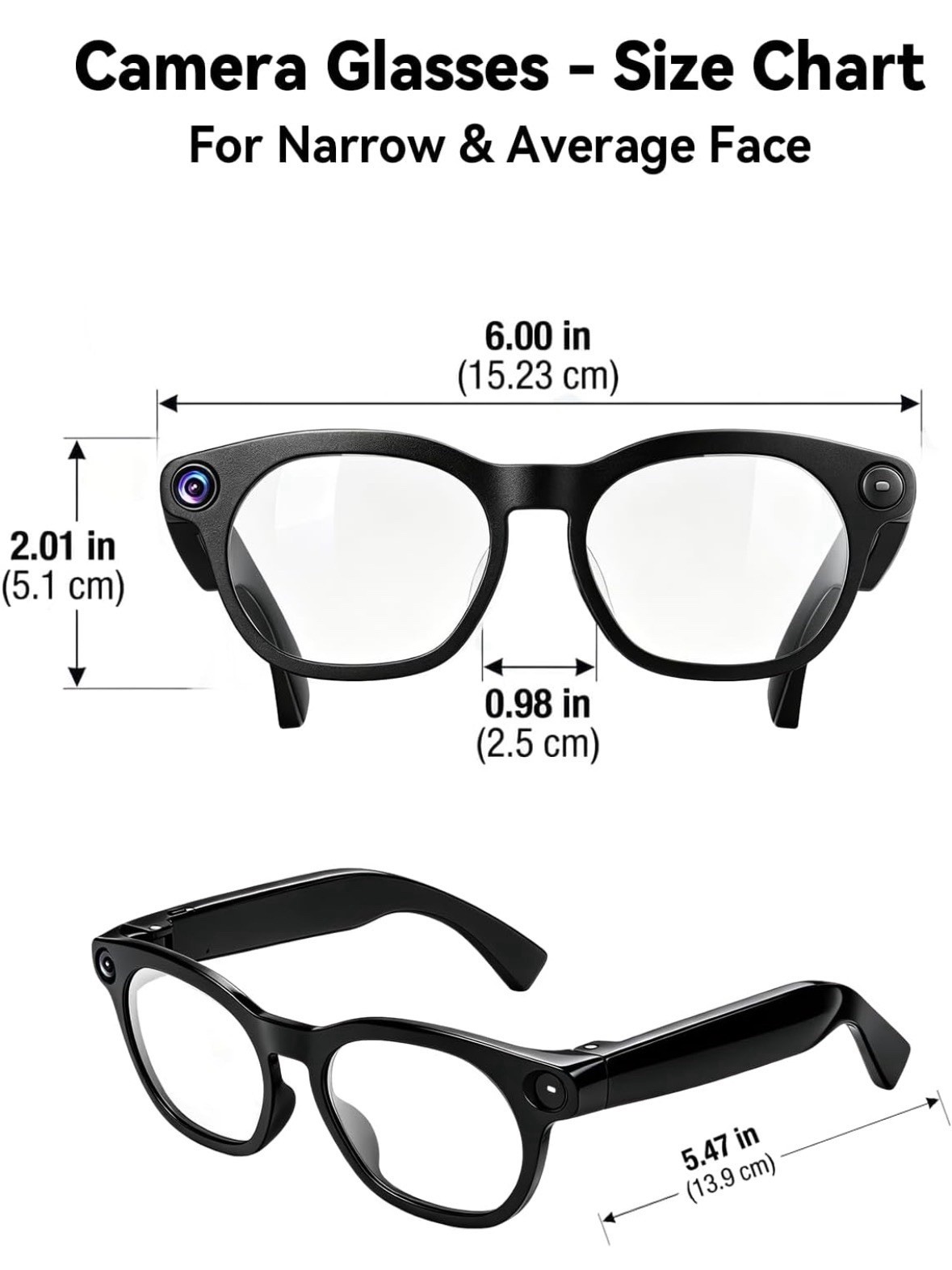 Smart Camera Glasses – 8MP HD Camera and Bluetooth Audio, 1080P Video& Photo
