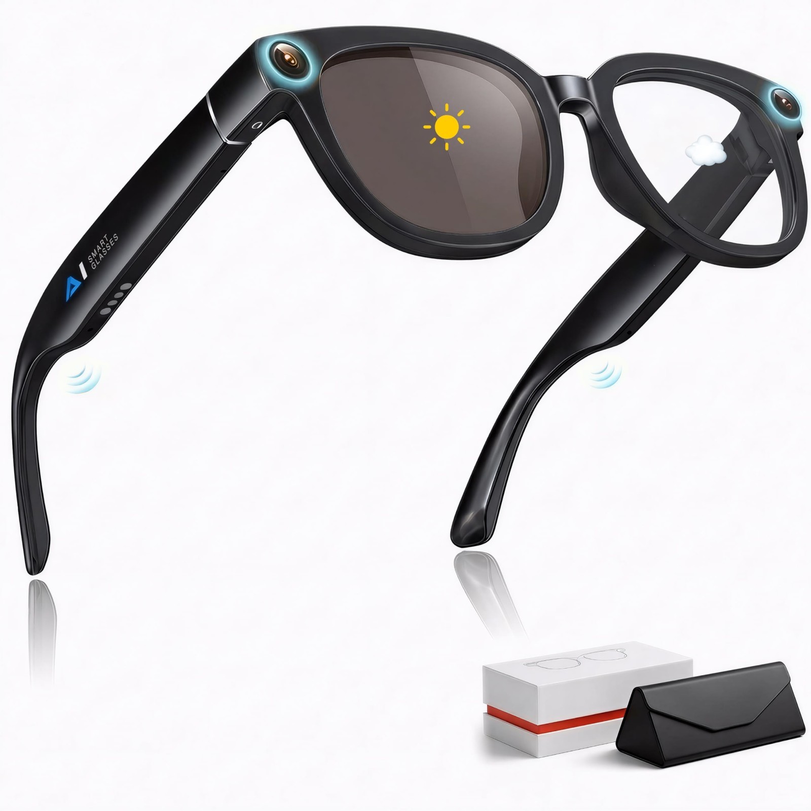AI Smart Glasses with Camera, 13MP Camera Sunglasses with Photochromic Lens