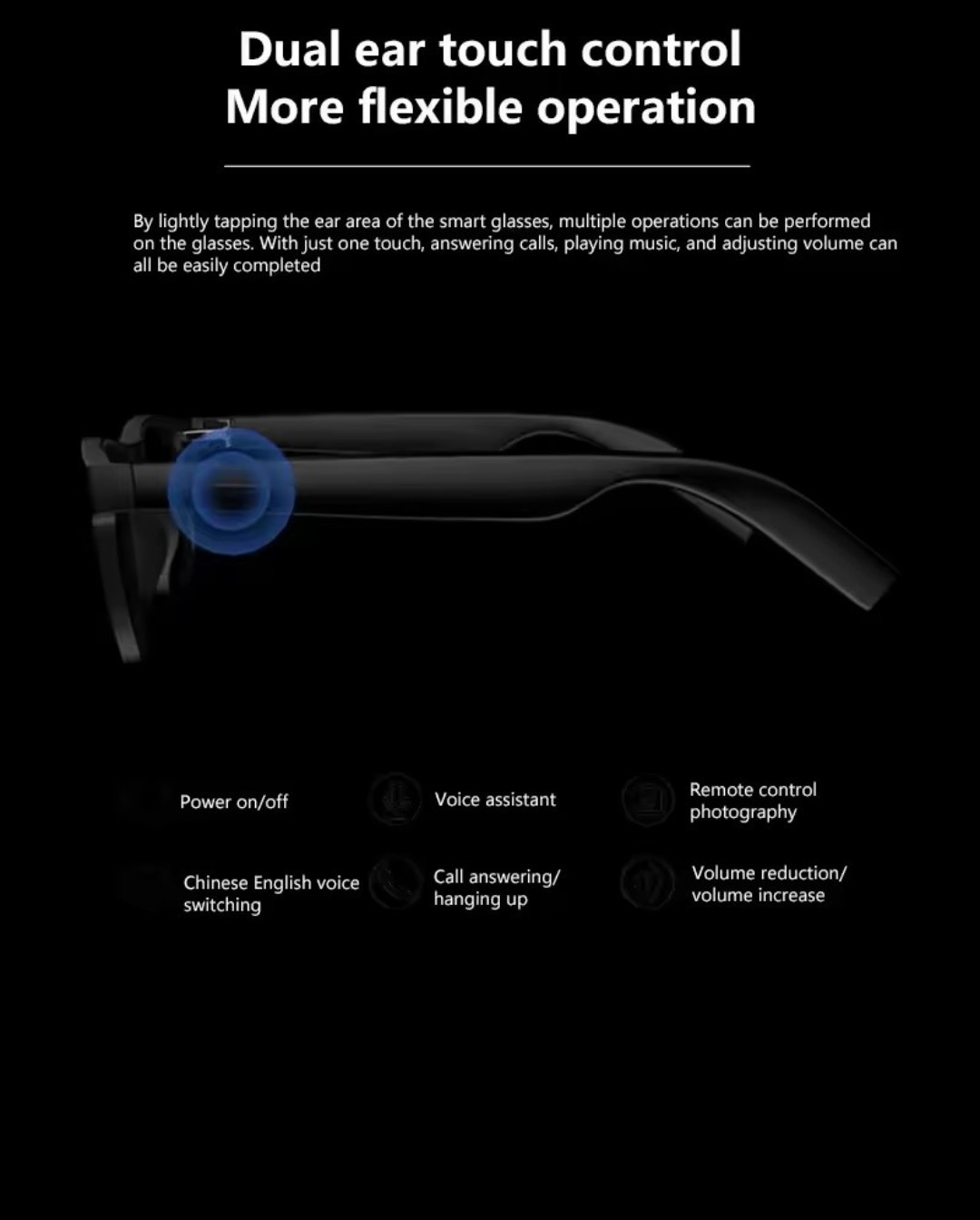 Laxasfit AI Smart Glasses 4K Camera Bluetooth Translation Music Sunglasses