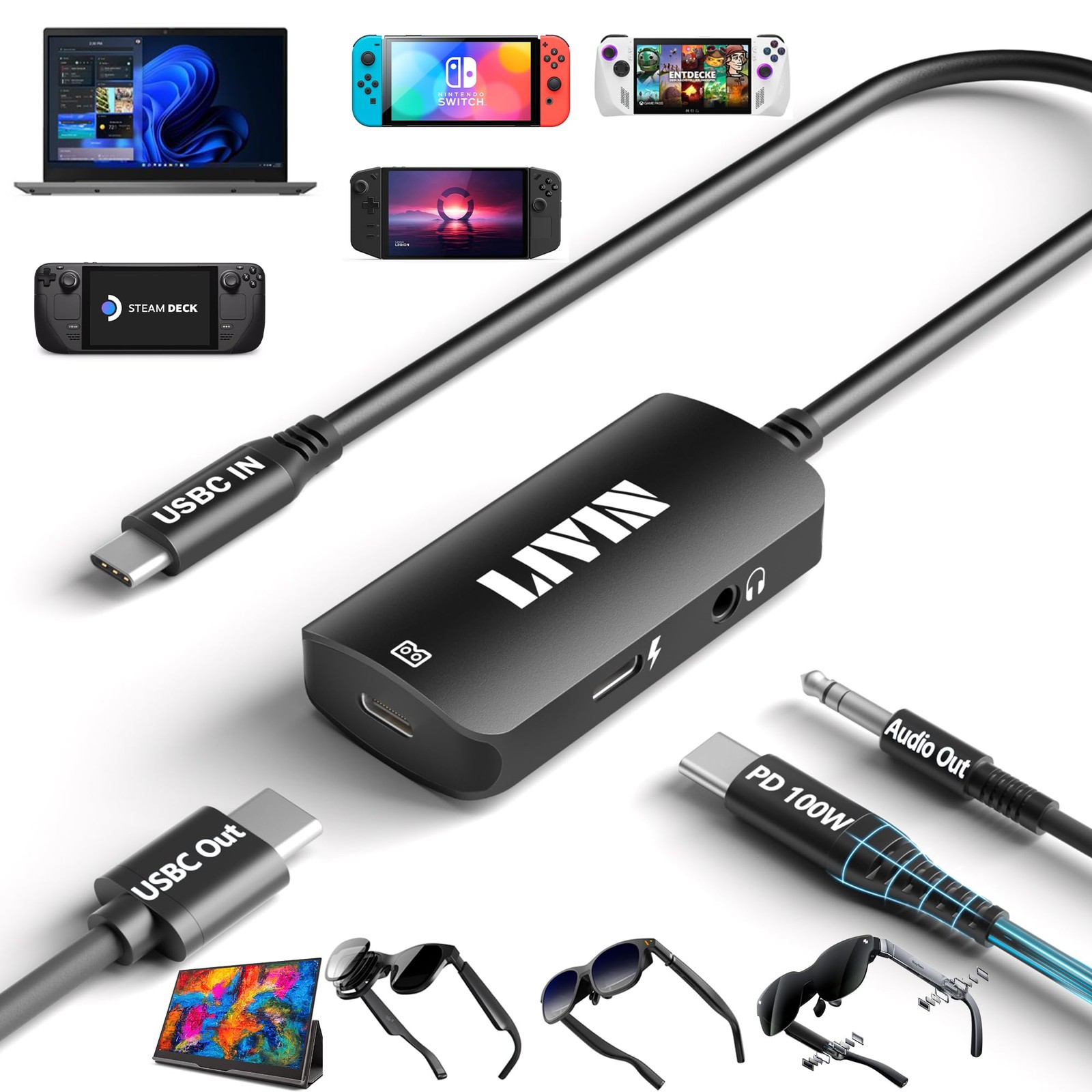 USB C to Portable Monitor、AR Glasses XREAL 、Air 2 /VITURE /RayNeo Air 2s、3s/R…
