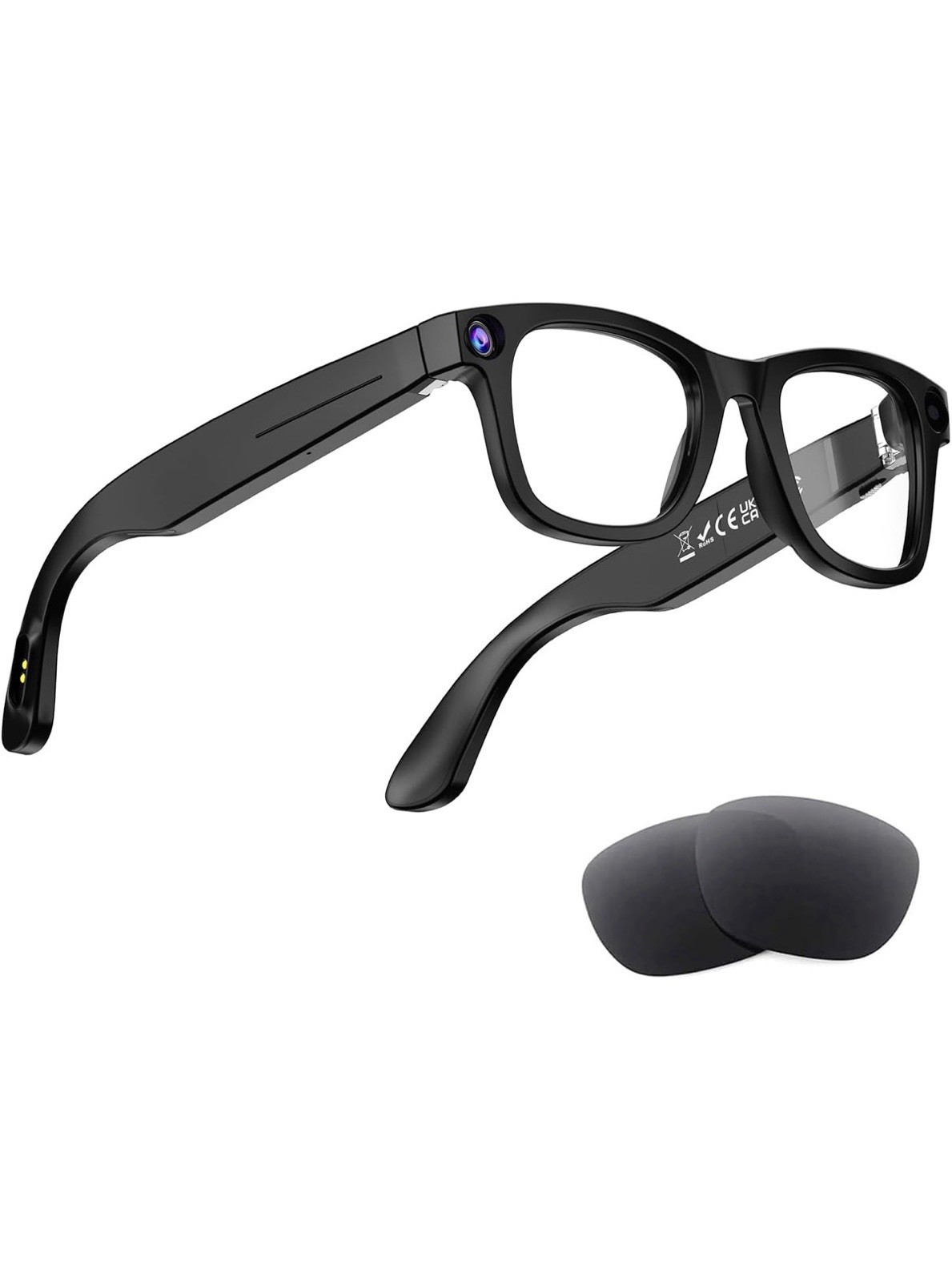 AMZISH G300L Smart Glasses 8MP HD Camera Bluetooth Black Frame