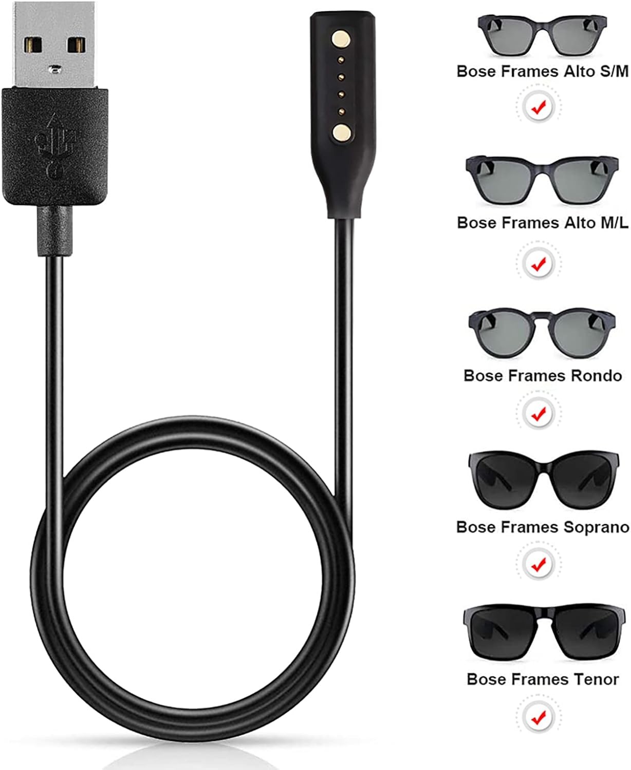 New Charger Cable For Bose Frames Audio Sunglasses USB Magnetic Charging Cord US