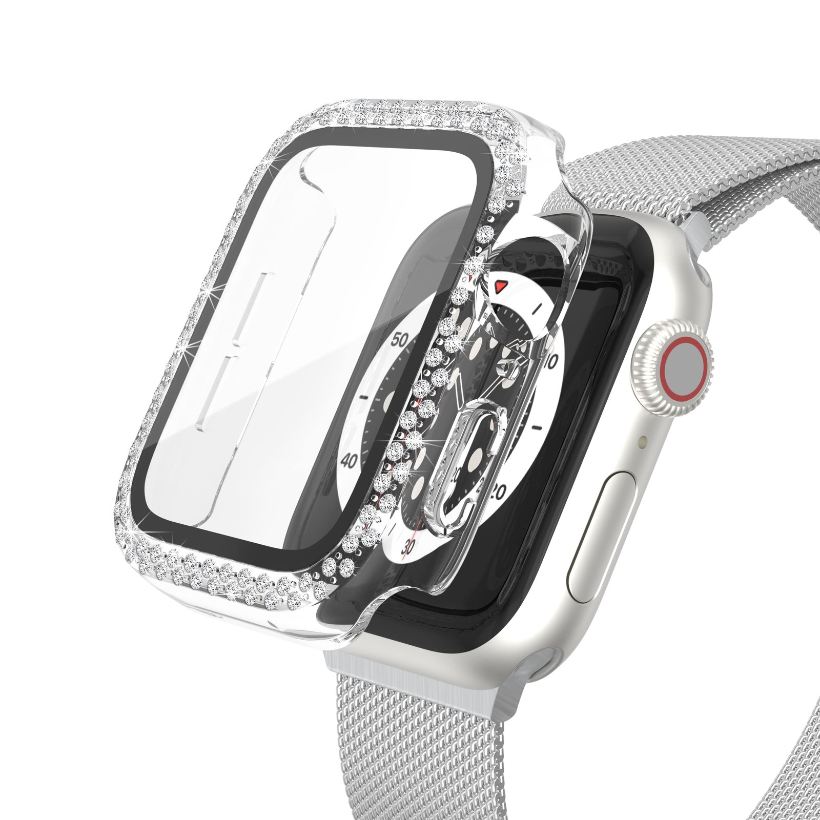 Worryfree Gadgets Bling Bumper Case for 44mm Apple Watch Band with inbuilt