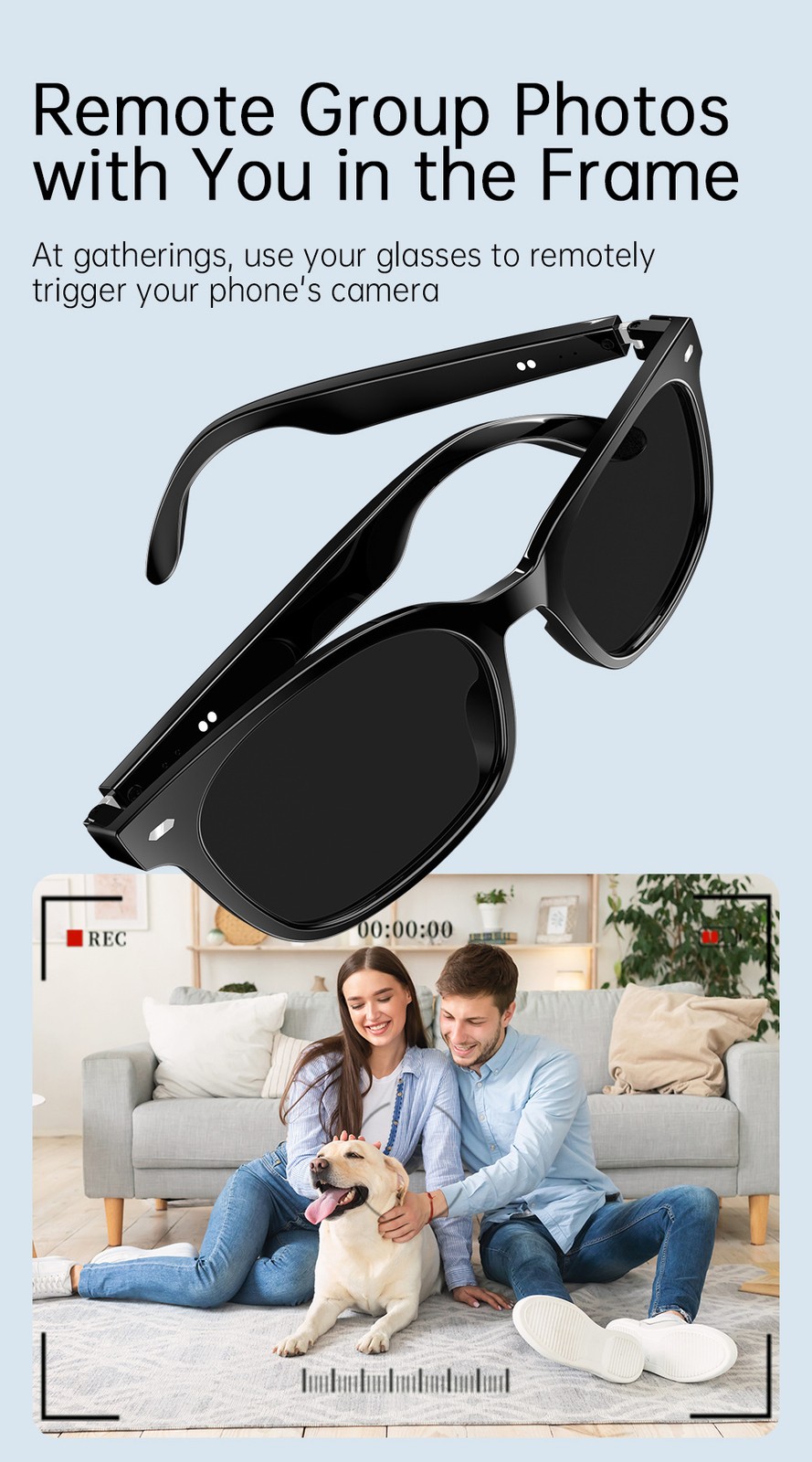 Smart Sunglasses (No Camera) Bluetooth Call Music UV Protection for Men Women