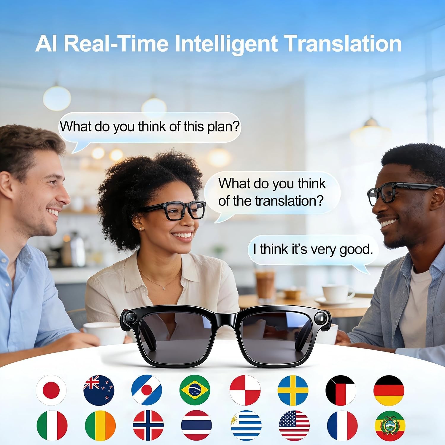 AI Glasses 4K POV Camera ChatGPT Translator Bluetooth Audio Photochromic Lenses
