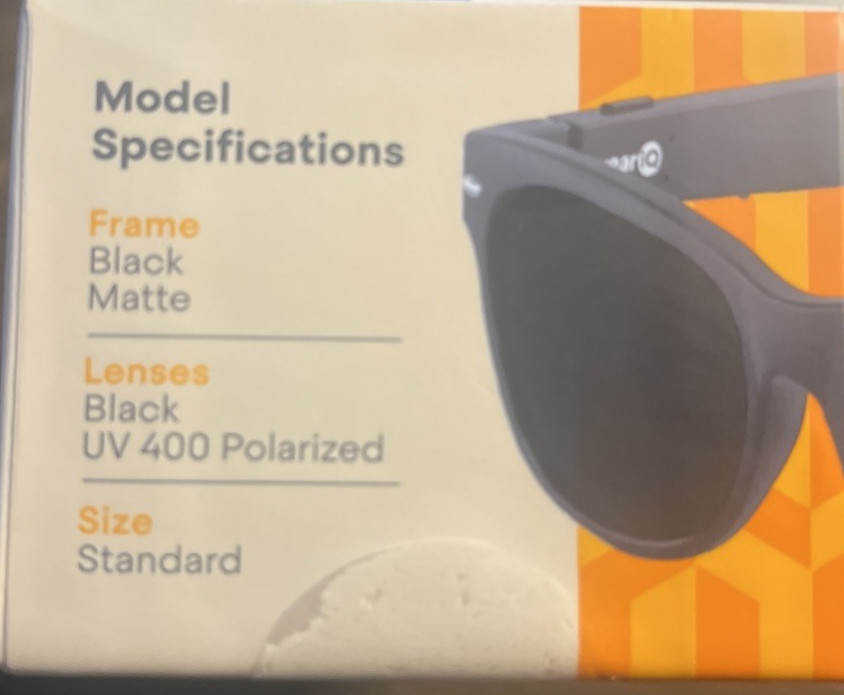 Wear iQ Wireless Smart Sunglass Bluetooth UV400 Polarized Lens Black Matte NIB