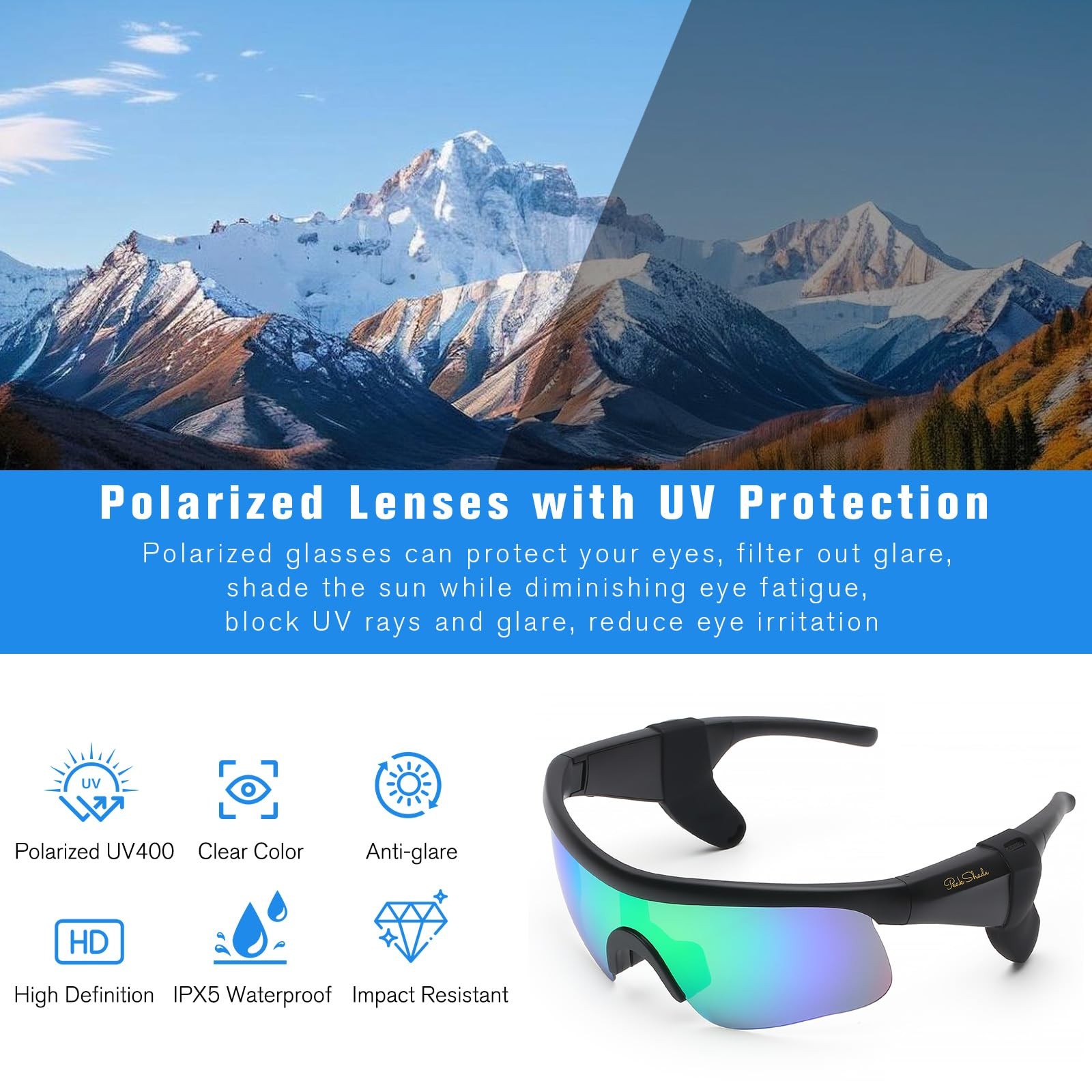 Smart Glasses for Men & Women, Bluetooth 5.3 Sports Sunglasses with Hands-Fre…
