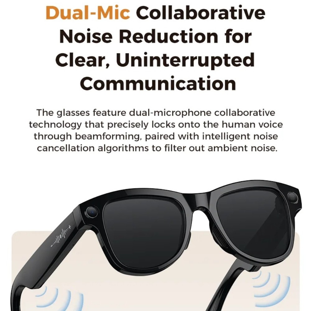 Smart HD Camera Glasses With Charging Case AI Translator Bluetooth Call Headset