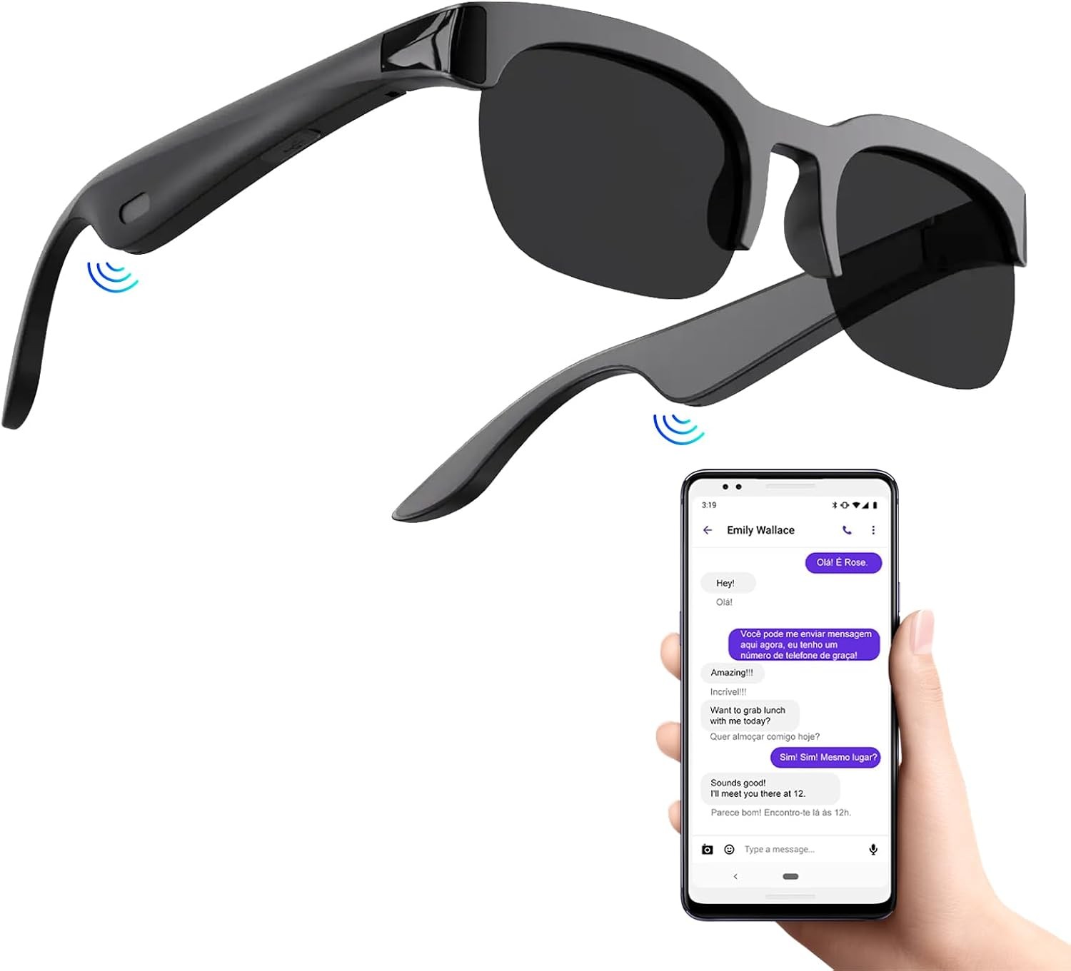 AI Smart Glasses, AI Translation in 144 Languages, with Open Ear Headphones