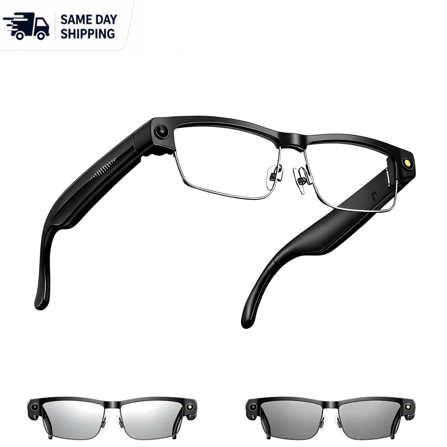Lightweight AI Camera Glasses with Auto Color-Changing Lenses & Voice Assistant