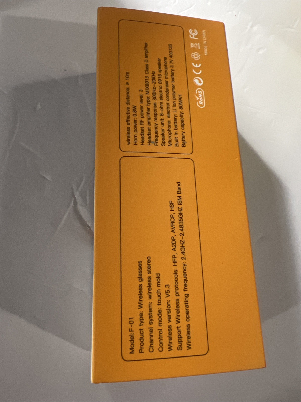 Glasses Wireless Headset Bluetooth Model F-01