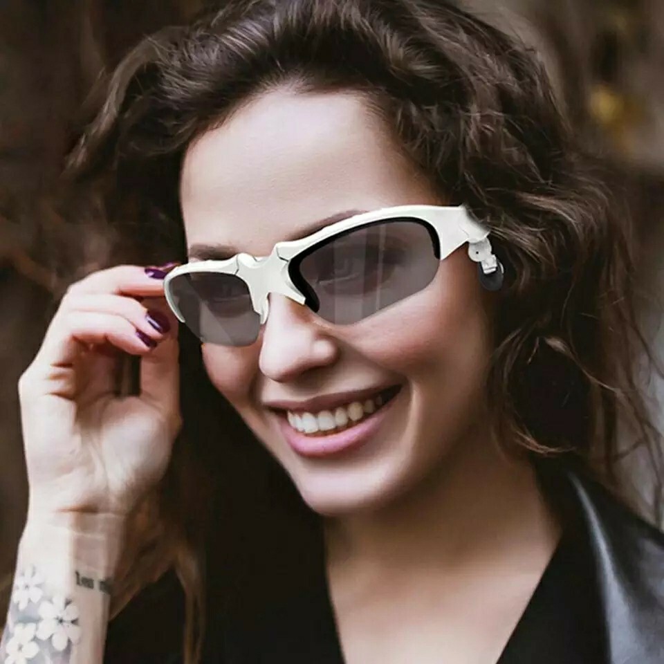 Bluetooth 5 Glasses New Model Wireless White Sunglasses with Microphone 🕶