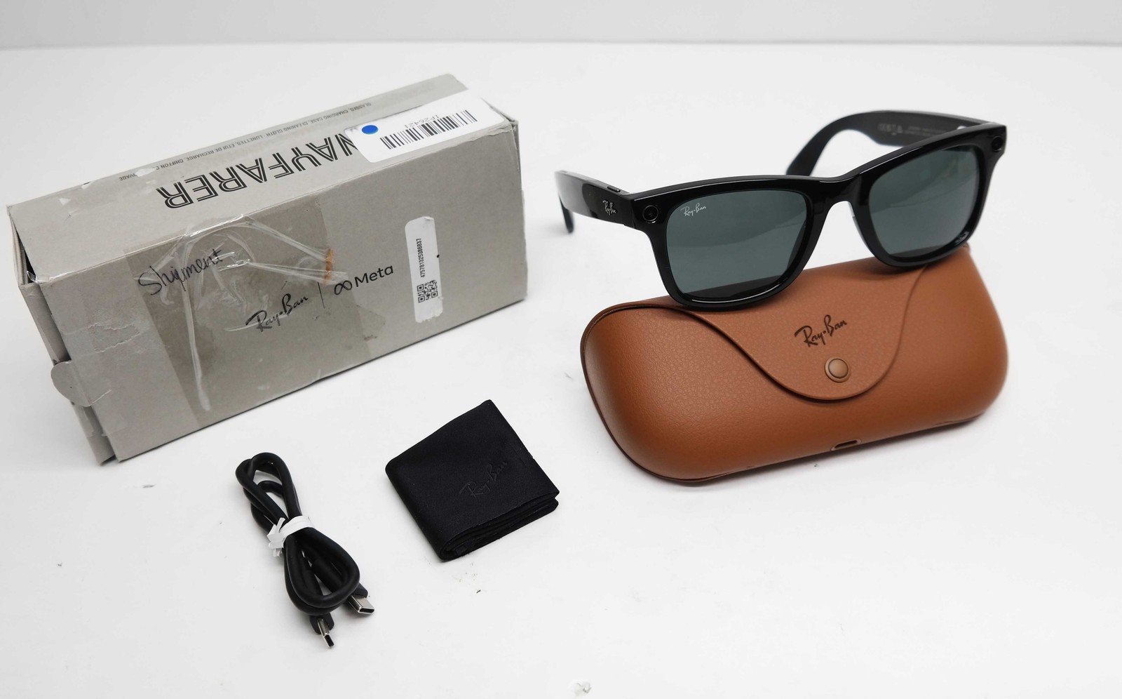 Ray-Ban Meta Wayfarer RW4008 601/71 53mm AI Glasses Shiny Black /Green