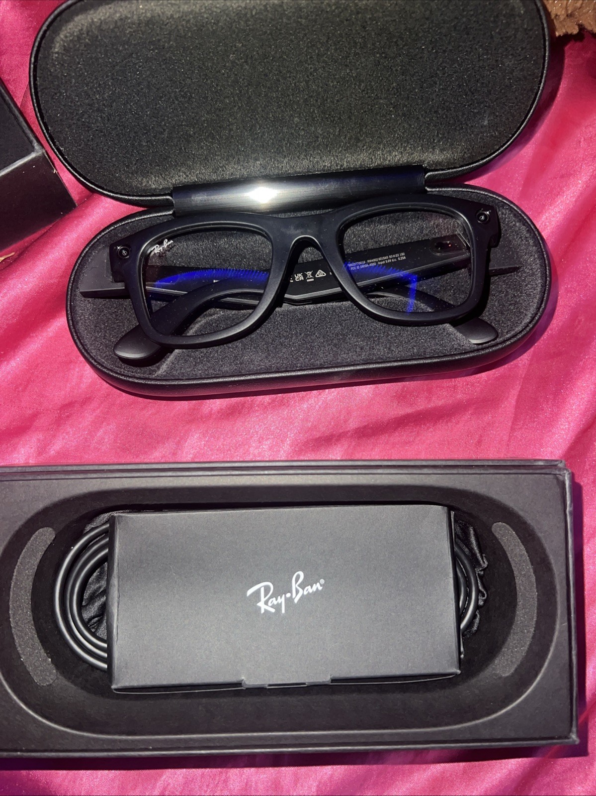 Ray-ban Stories Smart Glasses Wayfarer Sunglasses Shiny Brown Frame RW4002 Used