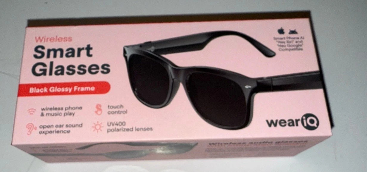 Wear IQ Smart Glasses with Wireless phone and music play, touch control, & UV400