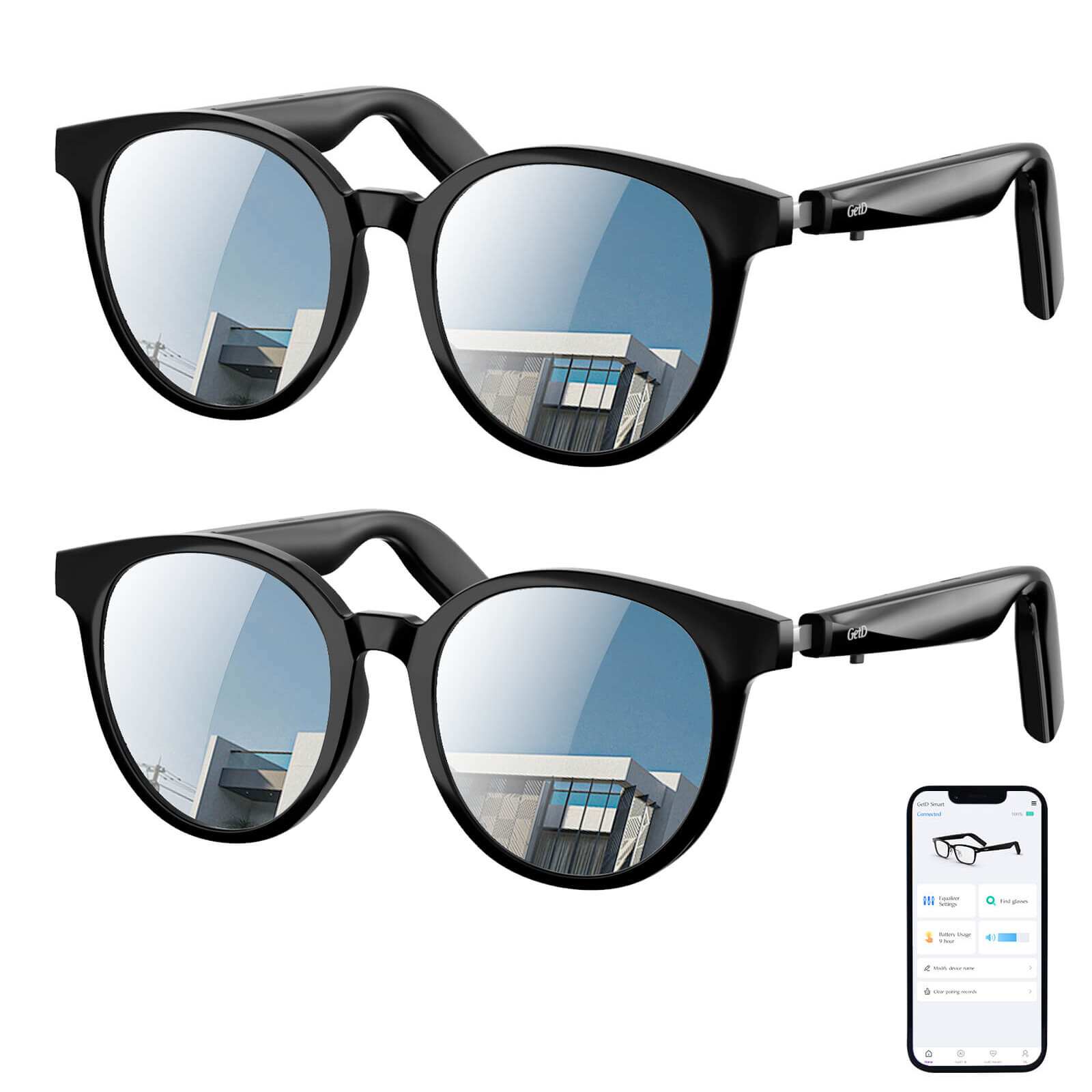 Smart Sunglasses Bluetooth 5.4 AI Glasses Music Headphone for Android iOS 2Packs
