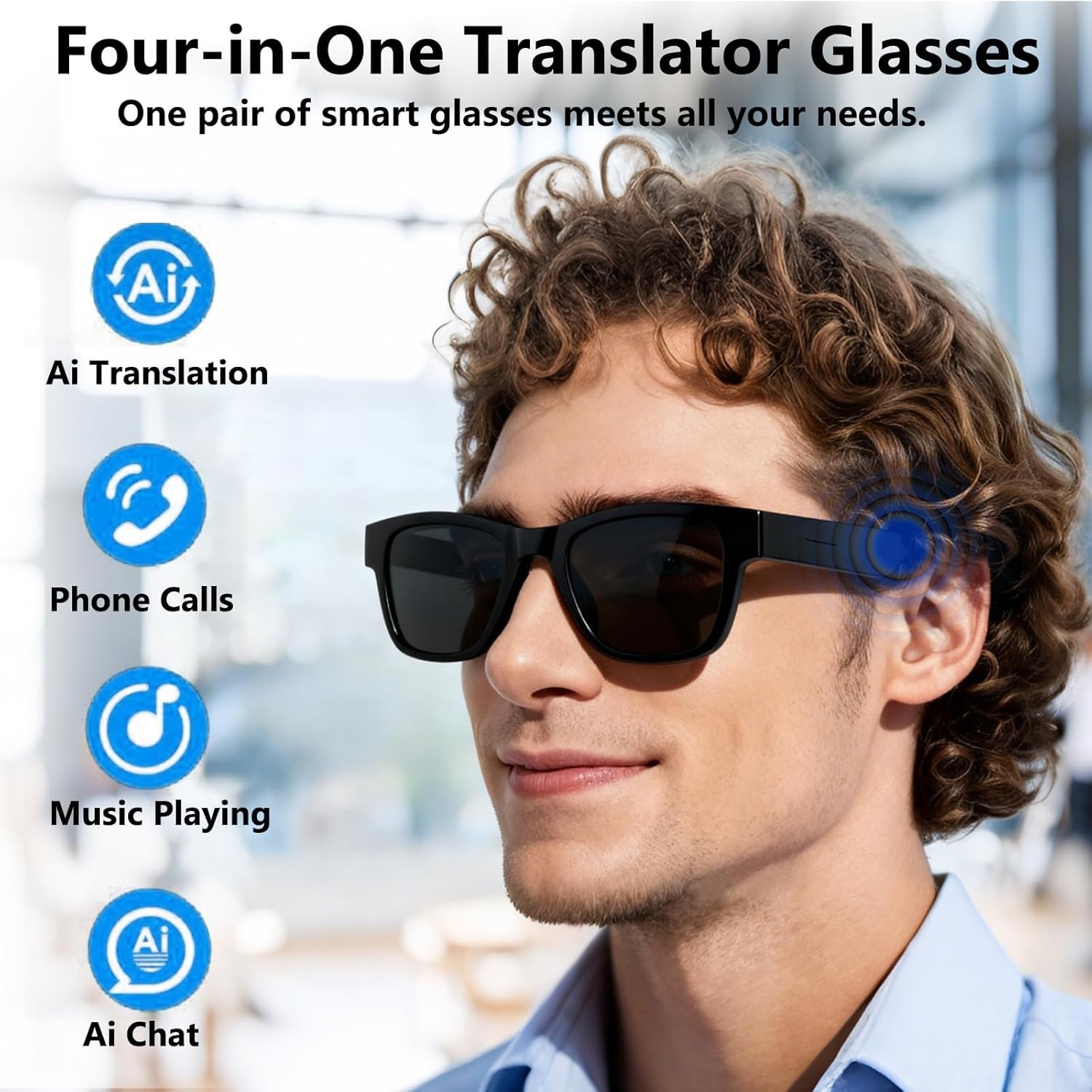 Lentes inteligentes De Traducción AI Chat GPT 164 Idiomas Traductor Tiempo Real