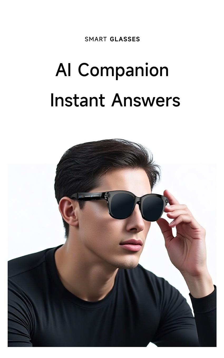 Smart Glasses Sony IMX219 1080P Vlog Cam Stabilization Bluetooth Sunglasses