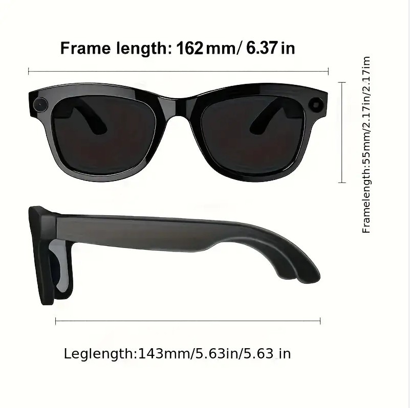 Smart AI Camera Glasses with HD Video Recording, Built-in Speakers, Voice Assist