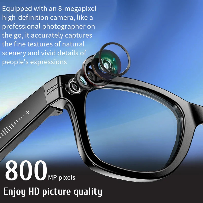 LIGE AI Smart Glasses 8MP HD Camera Video Bluetooth Call Intelligent Translation