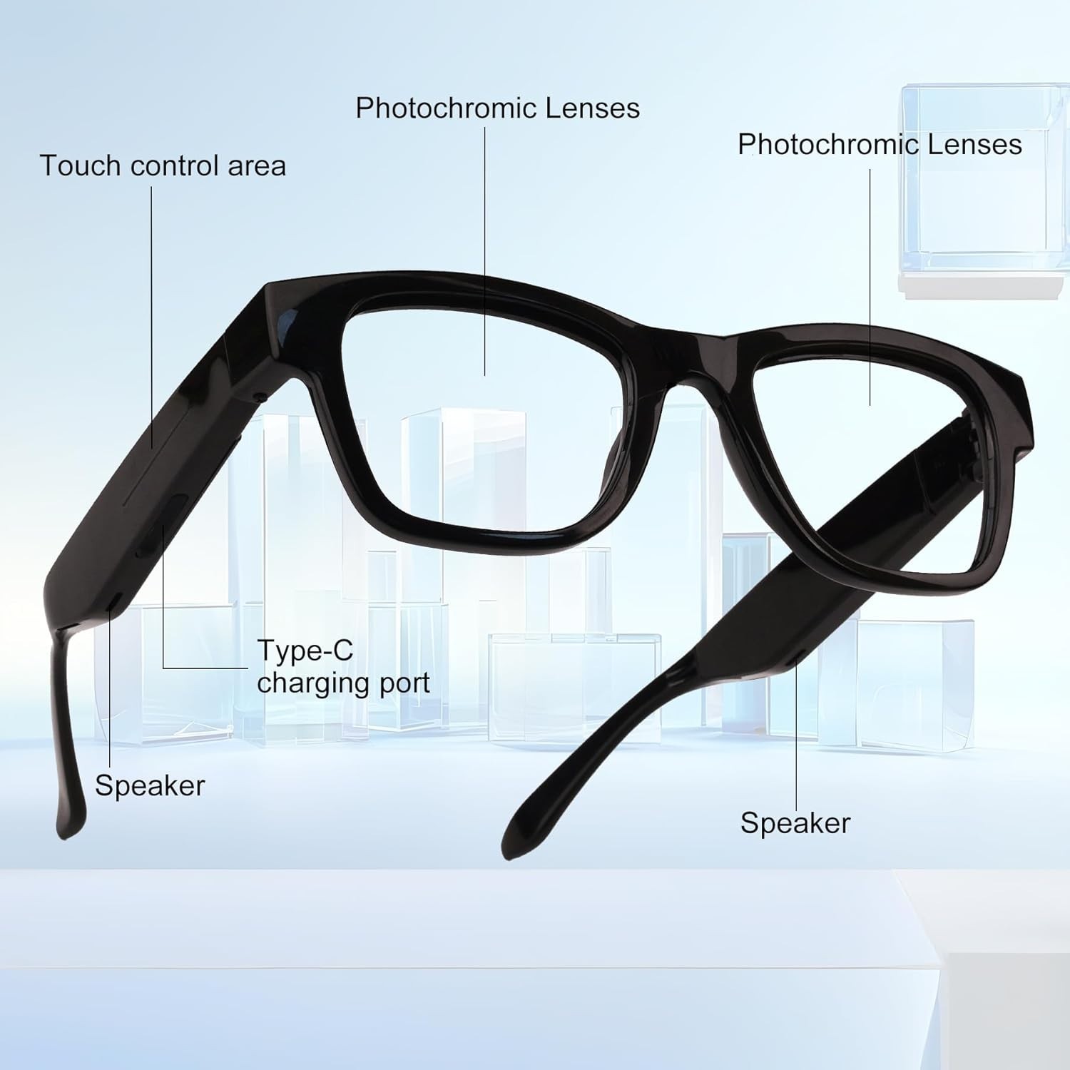 Smart AI Glasses with 160+ Language Support & Music Feature – Unisex Design