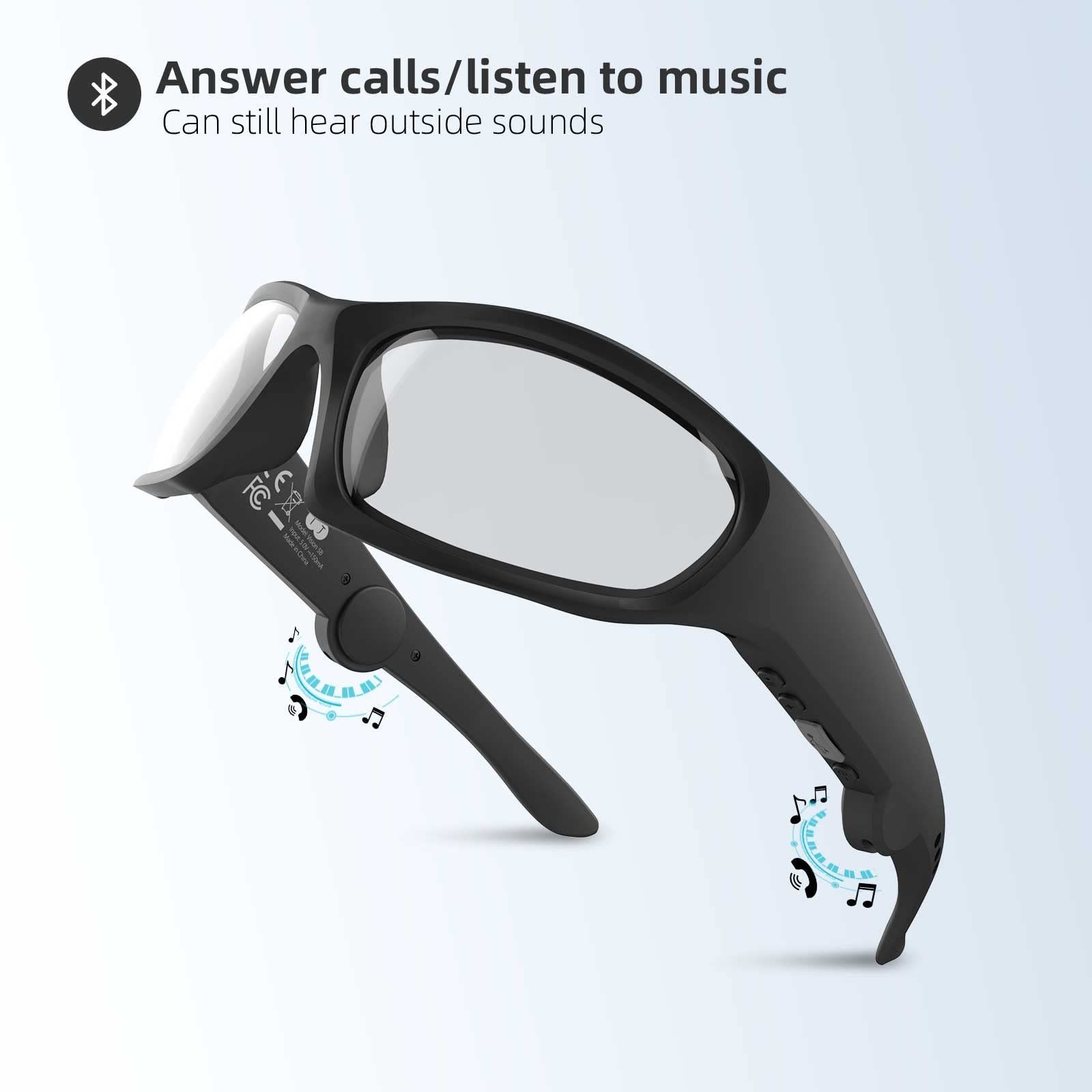 Bluetooth Safety Glasses with Audio, Built-in Mic & Voice Assistant – Clear Lens