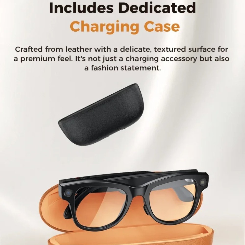 Smart HD Camera Glasses With Charging Case AI Translator Bluetooth Call Headset