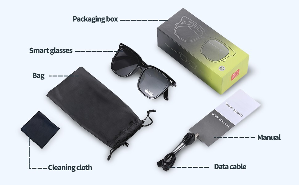 Smart Glasses AI Bluetooth Sunglasses Call Music Translation Work for Men&Women
