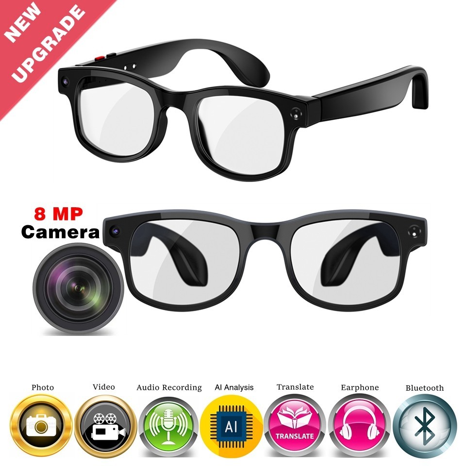 800W Camera AI Men Color Changing Smart Translation Waterproof Glasses