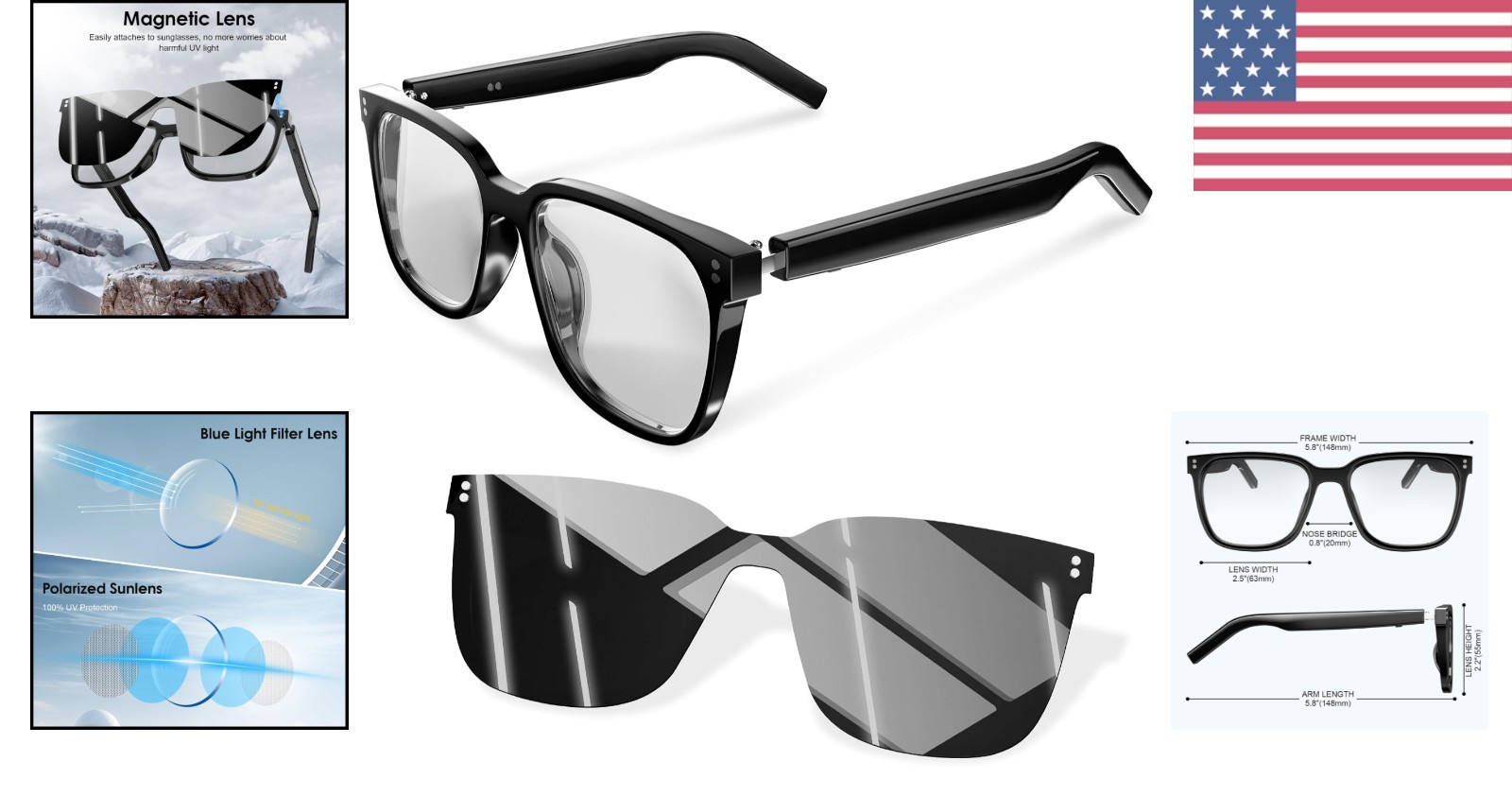 Stylish Smart Glasses with Quick Charge & UV400 Protection for Active Lifestyles