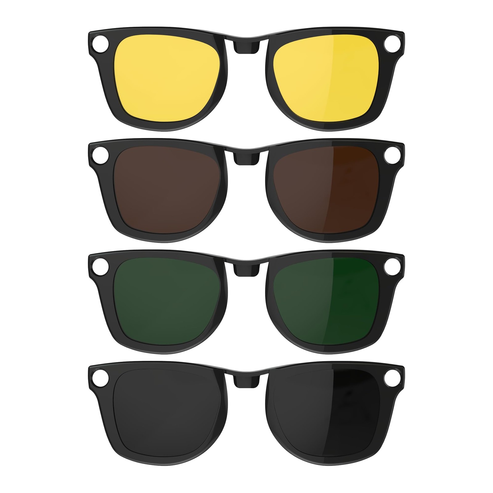 HIBLOKS 4Pcs Polarized Clip for Size M Black+Green+Brown+Yellow (4Pcs), Black