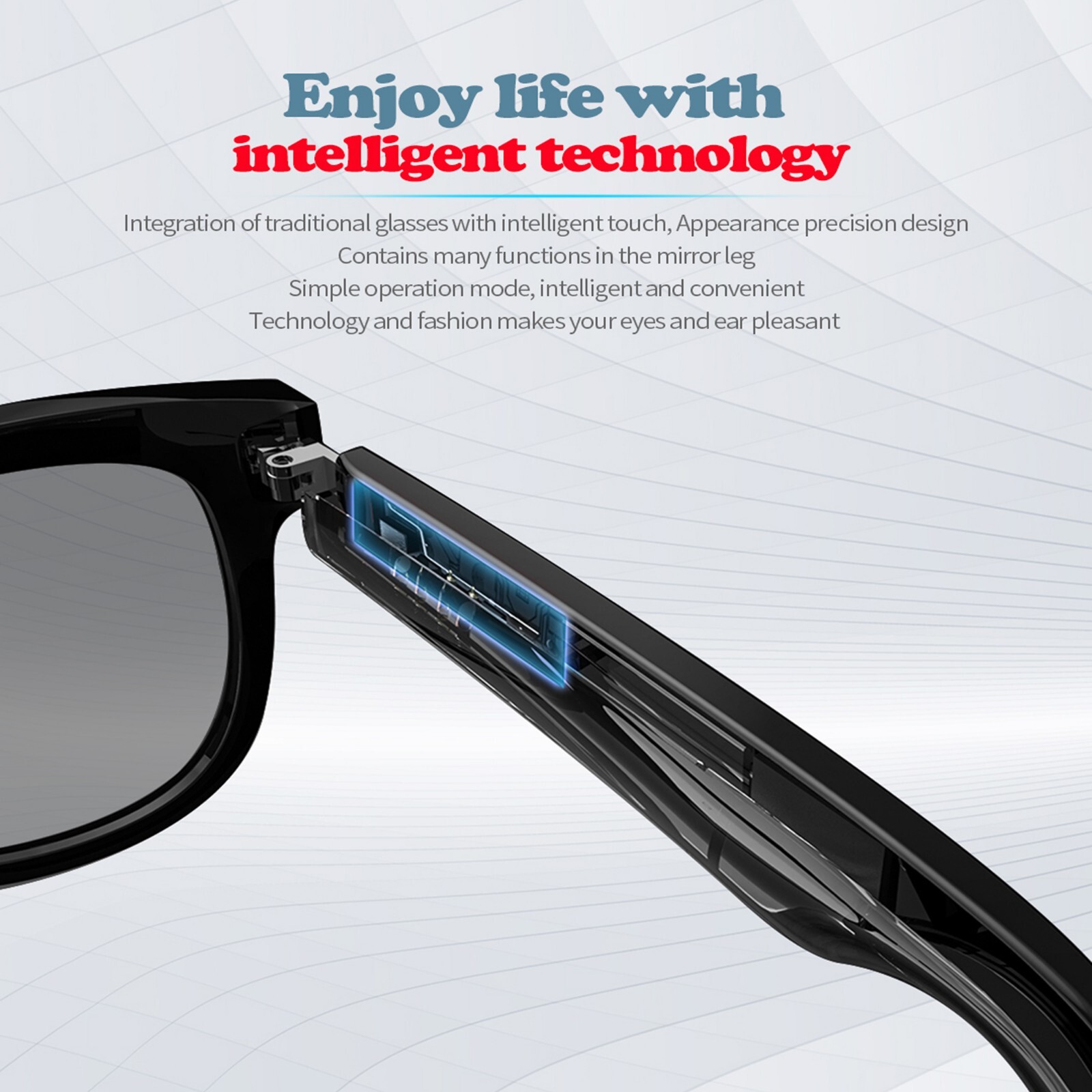 Bluetooth Glasses Men Audio Smart Sunglasses for Men,Support Handfree Music Call