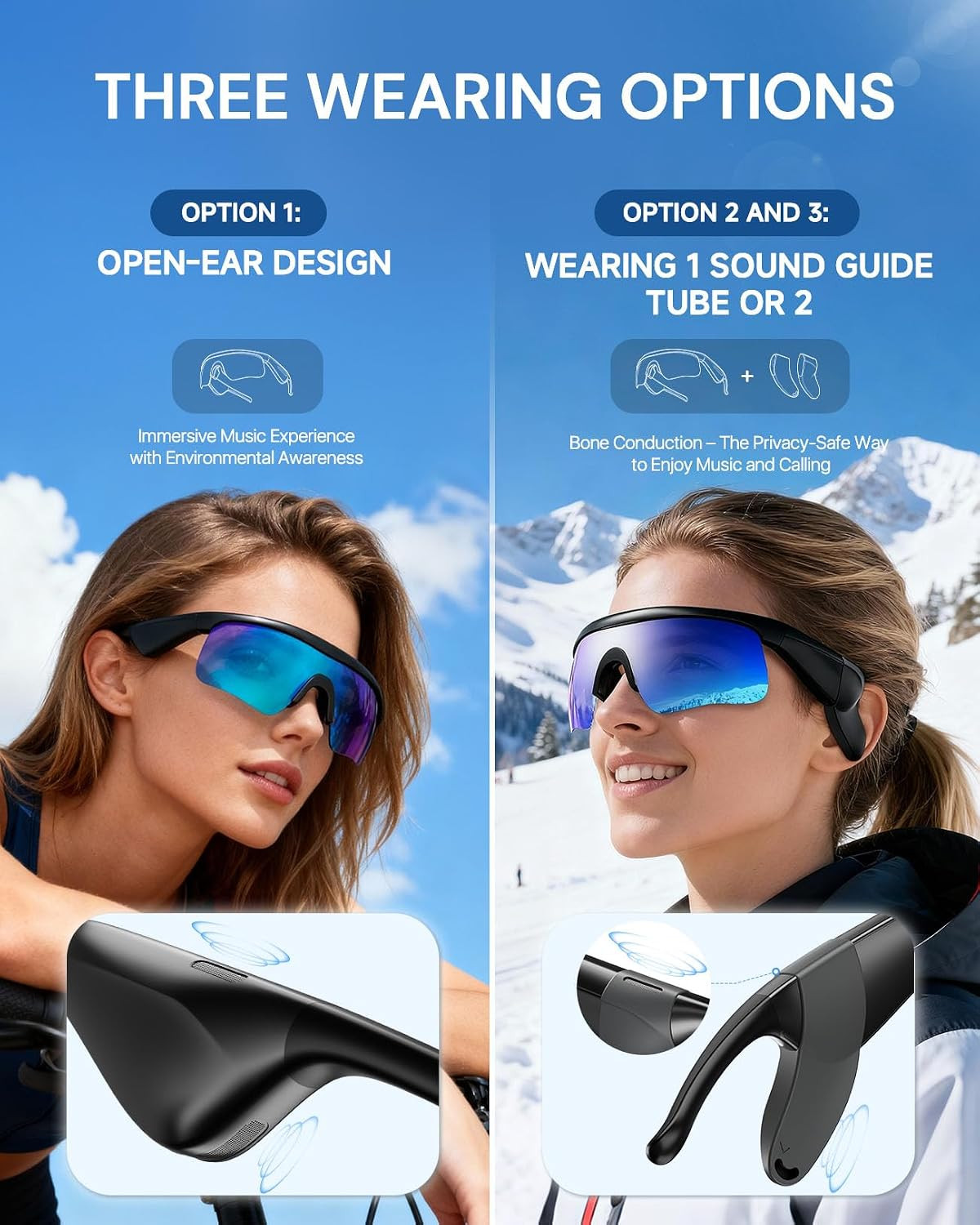 Bluetooth Glasses for Men & Women, Polarized UV400 Smart Audio Sunglasses for Dr