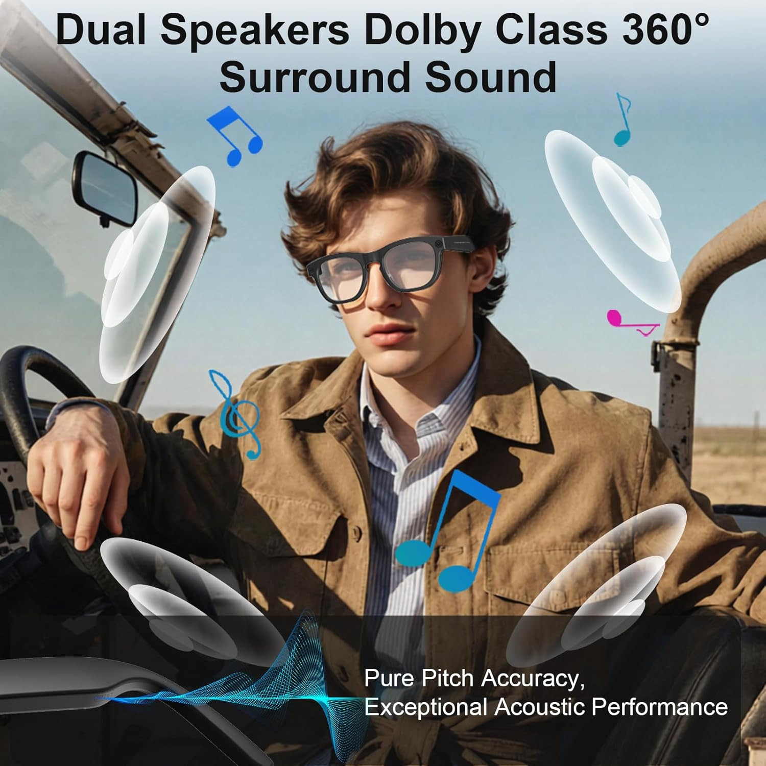 AI Smart Glasses with Camera, 8MP HD Camera Glasses, 1080P Video & Photo Recordi