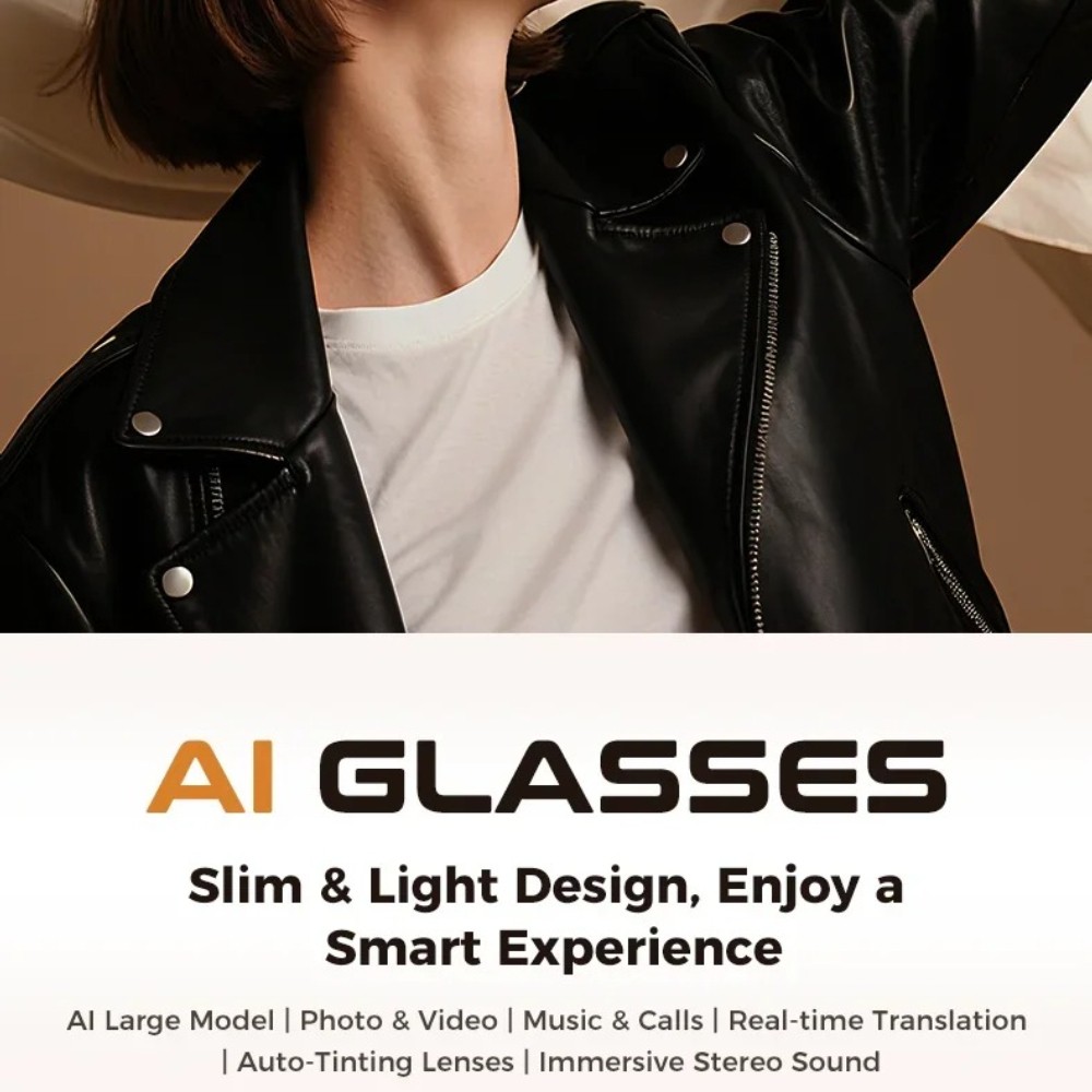 Smart HD Camera Glasses With Charging Case AI Translator Bluetooth Call Headset