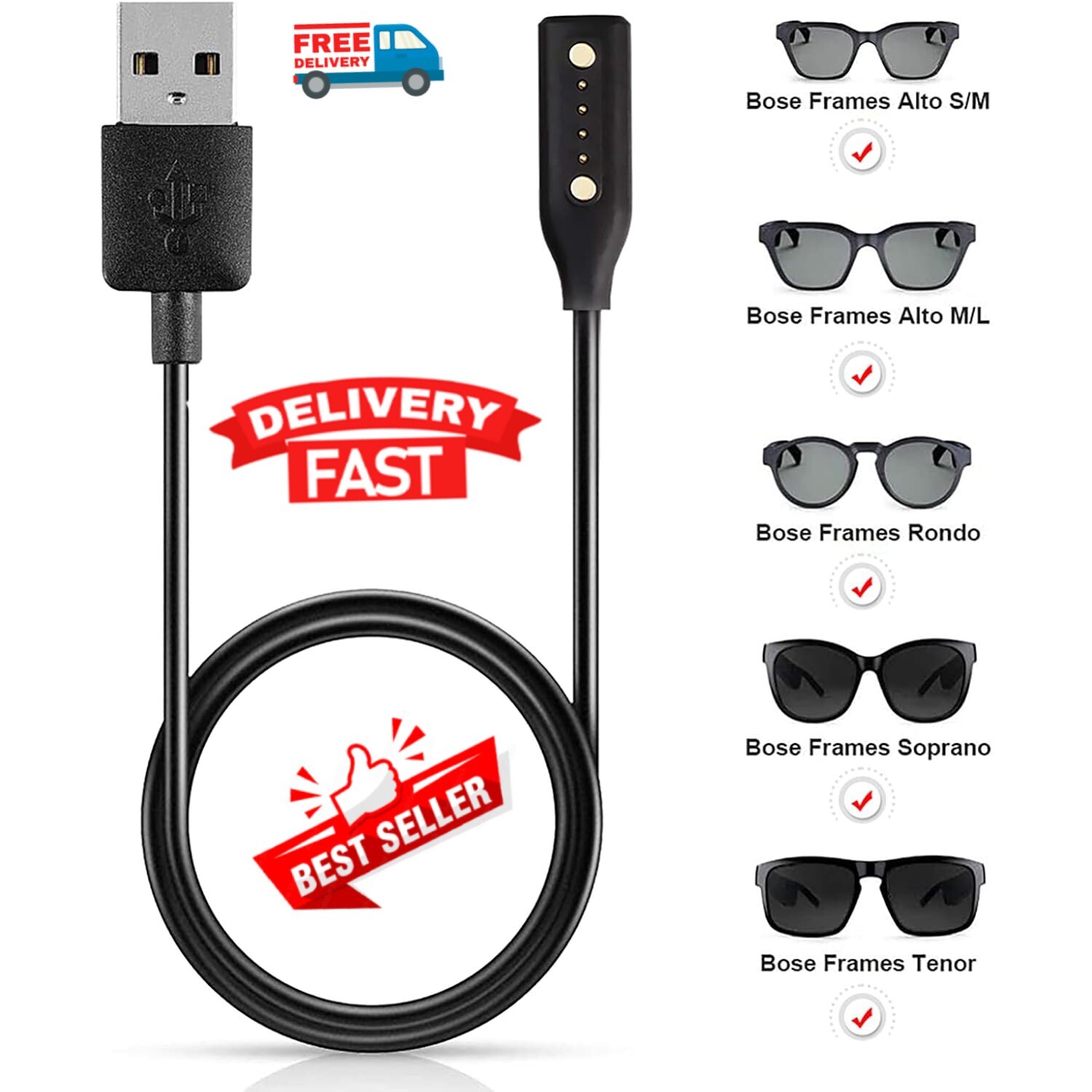 New Charger Cable For Bose Frames Audio Sunglasses USB Magnetic Charging Cord US