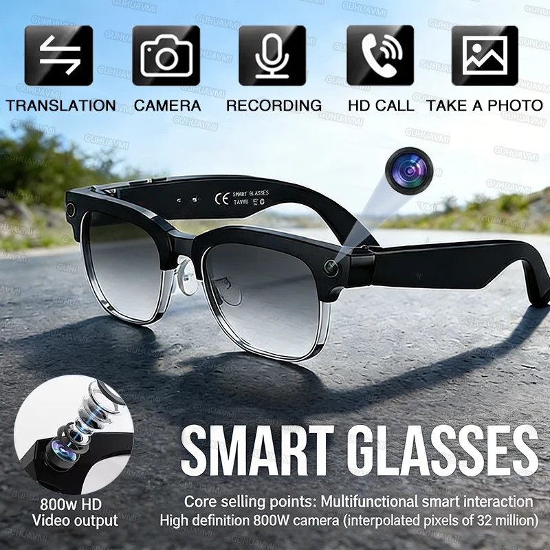 2026New 800W Pixel Camera Smart Glasses Men Video Recording AI Photo Recognition