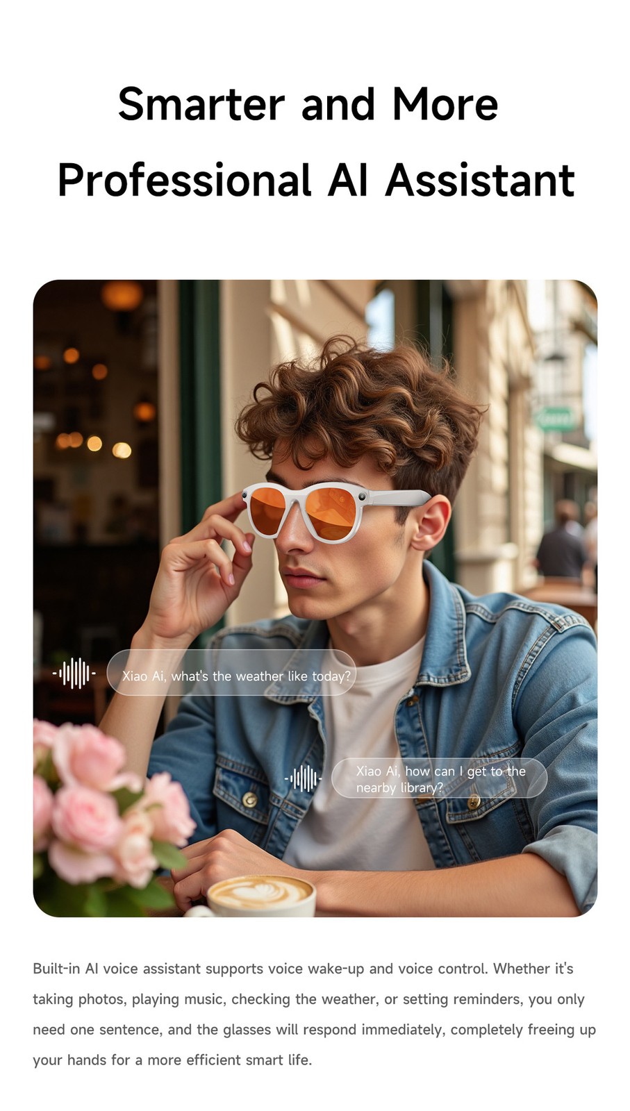 AI Smart Glasses with HD Camera Voice Translation BT Video Recording Sunglasses