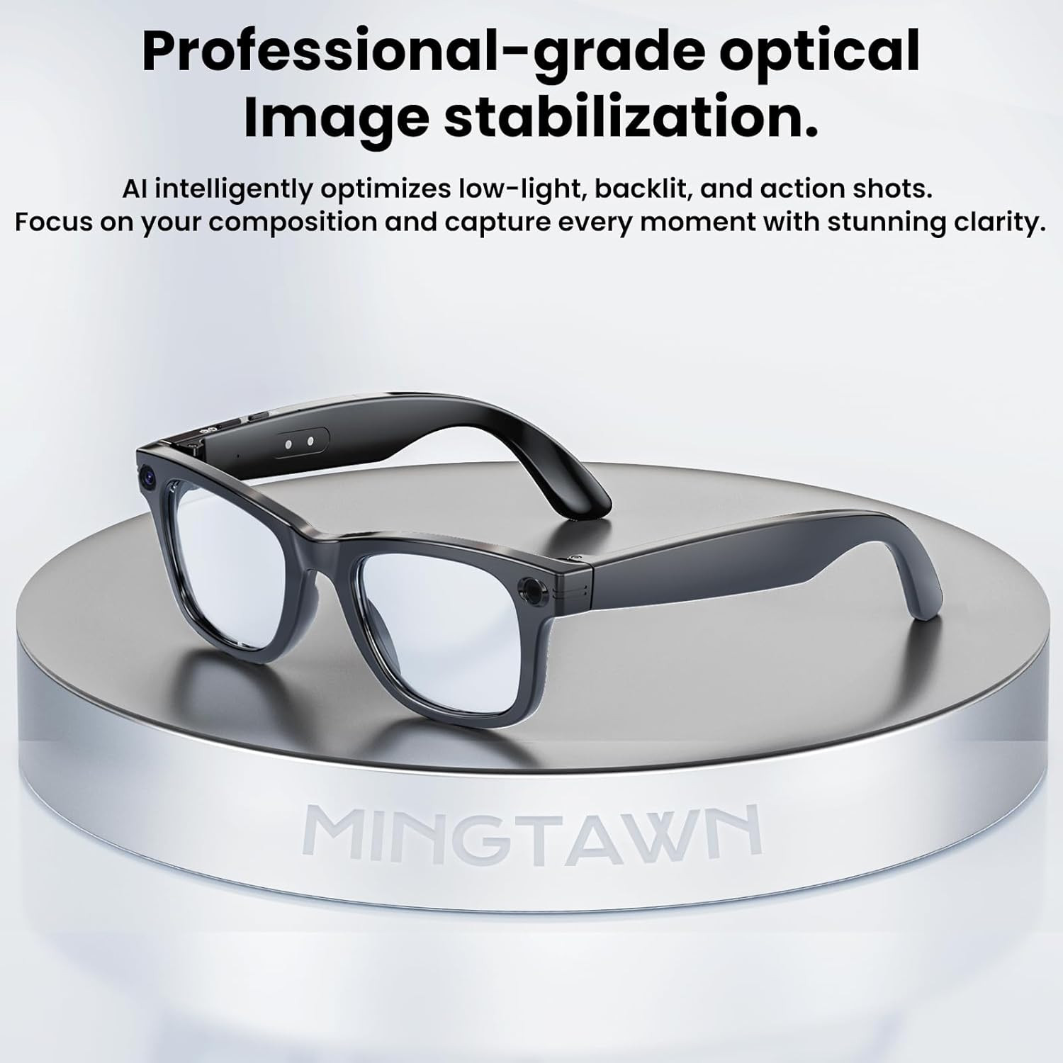 AI Smart Glasses 4K HD Camera, BT Call, 800W Anti-Shake Camera Glasses with Vide