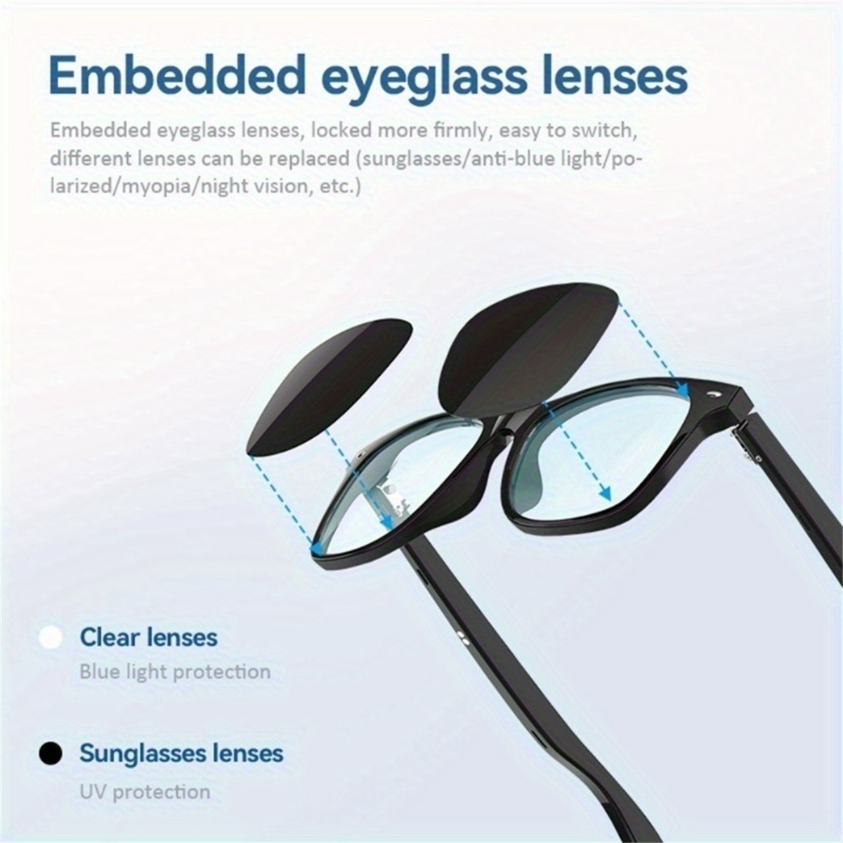 Anti Blue Light Smart Glasses Wireless Bluetooth Audio Glasses for Women Outdoor
