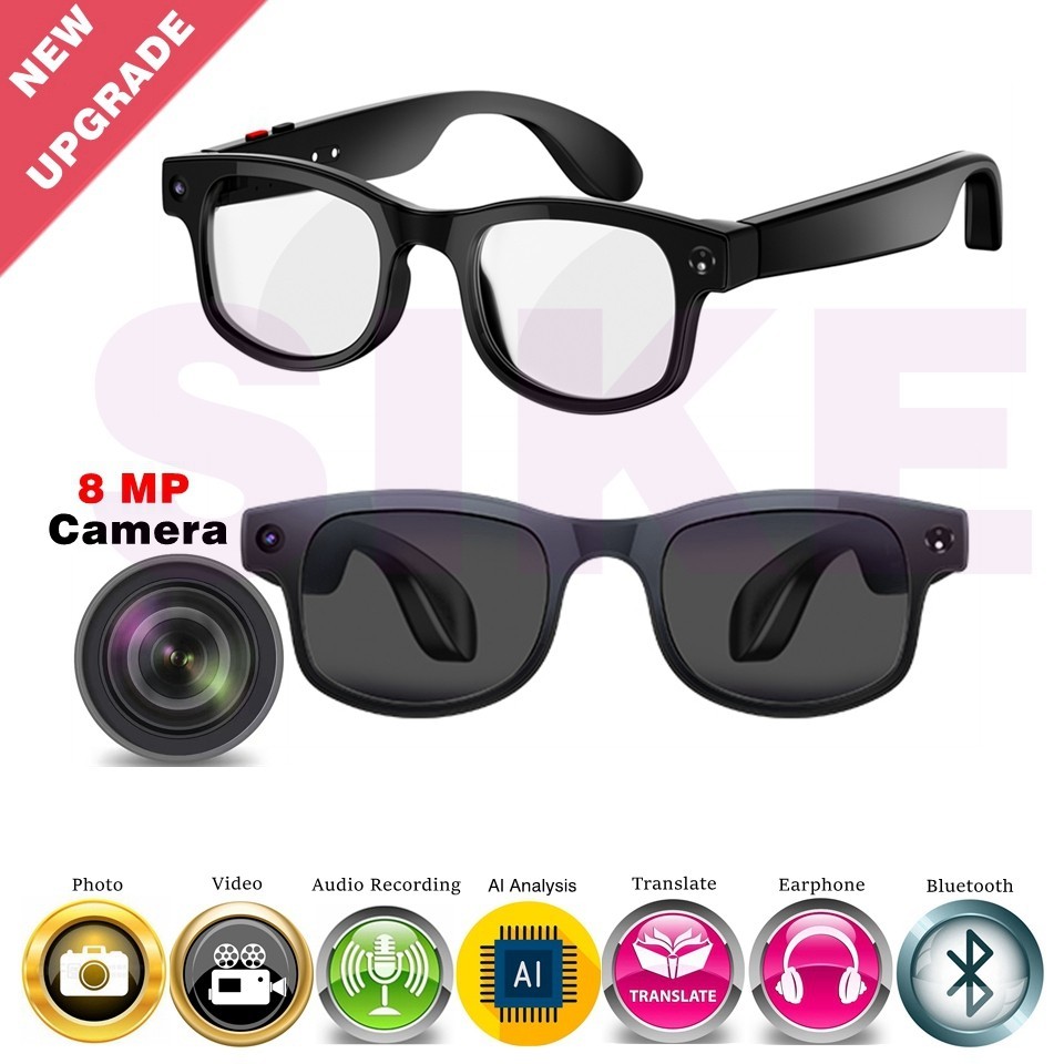 AI smart glasses with built-in camera support stabilized 1080P video and Bluetoo