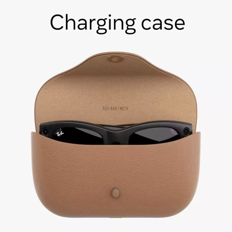 RAY-BAN Meta Charging Case For Smart Glasses Brown Leather Brand New