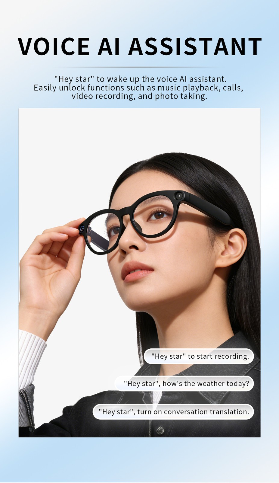 Bluetooth Smart Recording Sunglasses Built-in Camera WiFi Live Stream Multi Lang