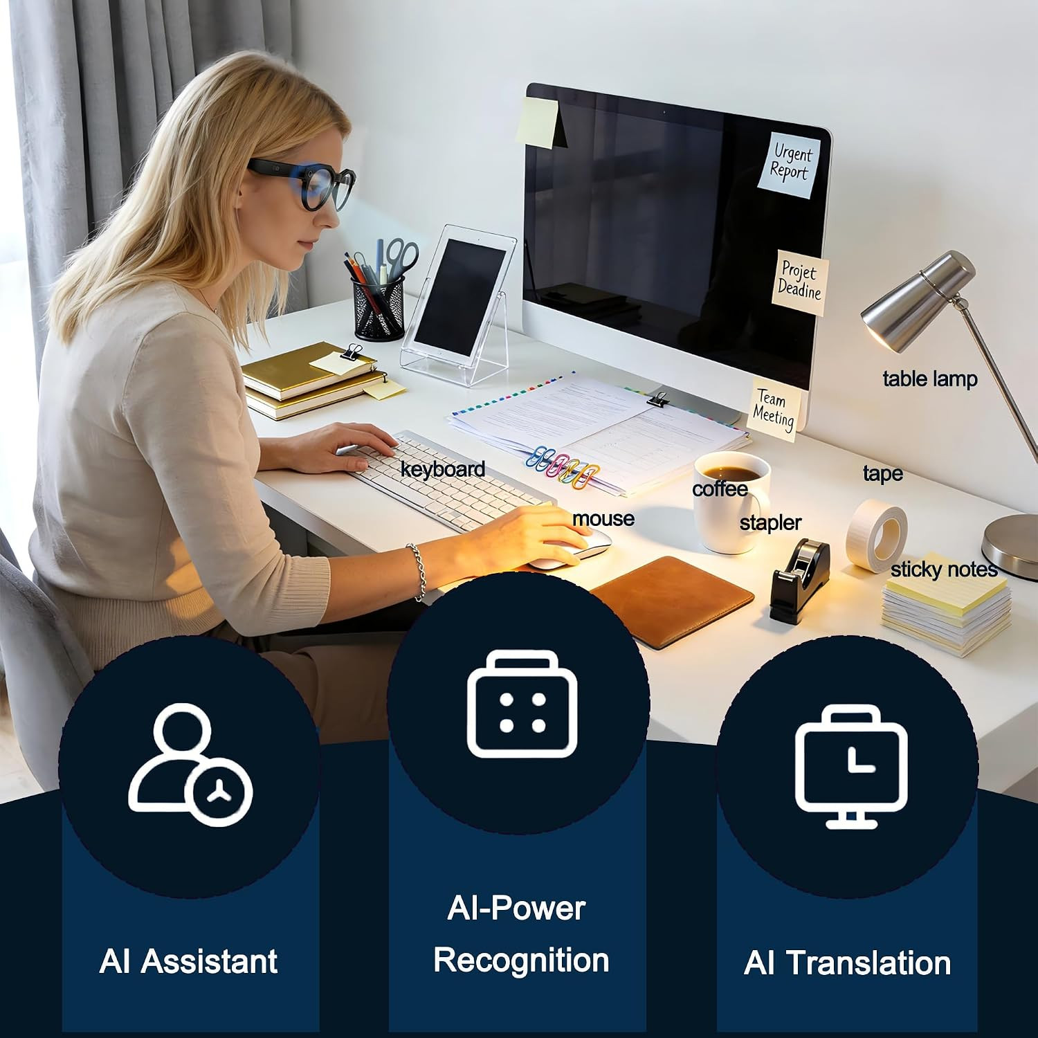 AI Smart Glasses Camera POV Video Bluetooth Audio Translation Photochromic Lens