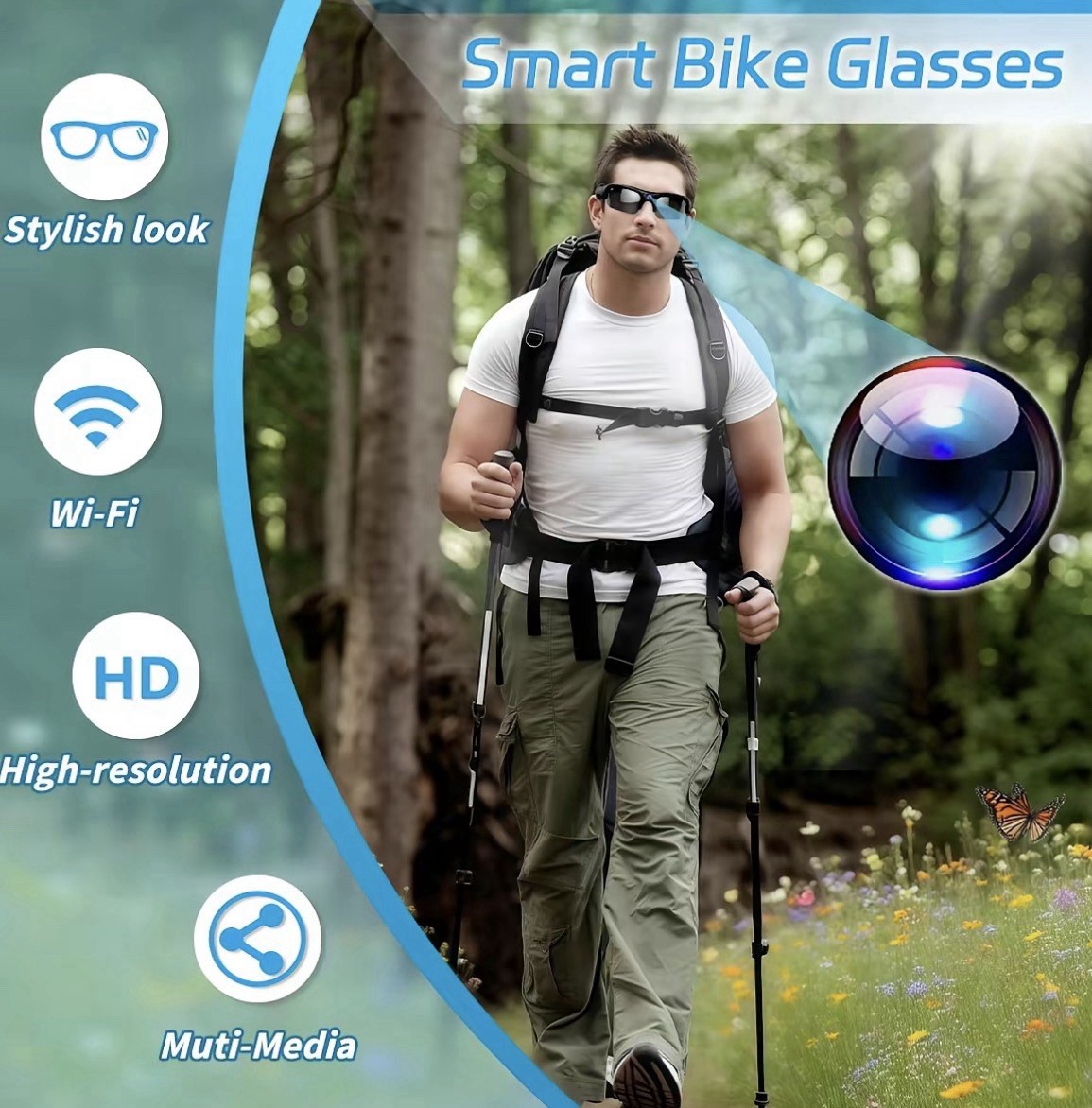 Smart Camera Glasses 1080P HD Video & Photo Sunglasses with Cameras for Driving